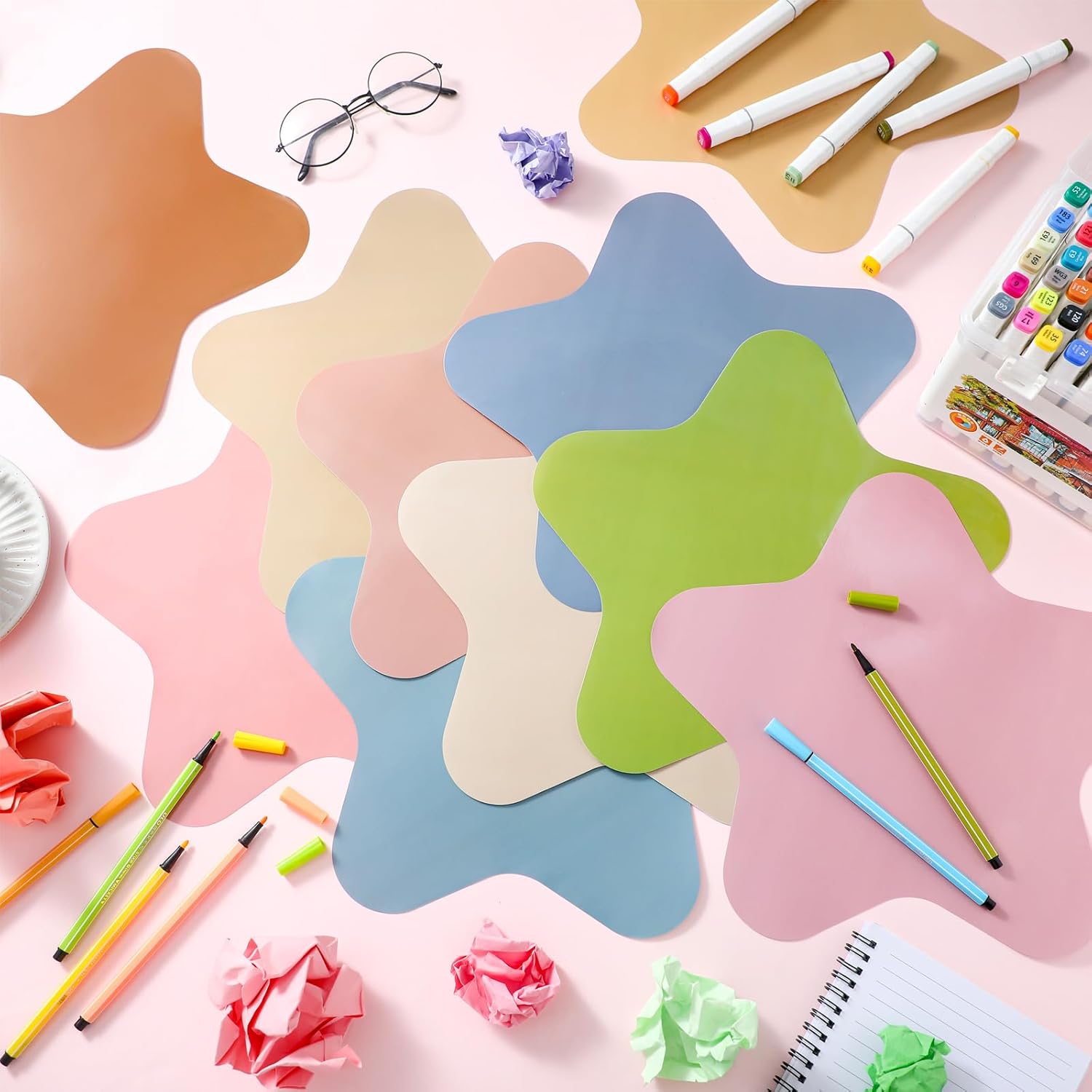 Lincia 30 Pcs Large 12''Table Dots Dry Erase Dots for Classroom Table Removable Stickers Vinyl Wall Whiteboard No Staining Spots for School Teacher Home Office Teaching Supplies (Star Shape)