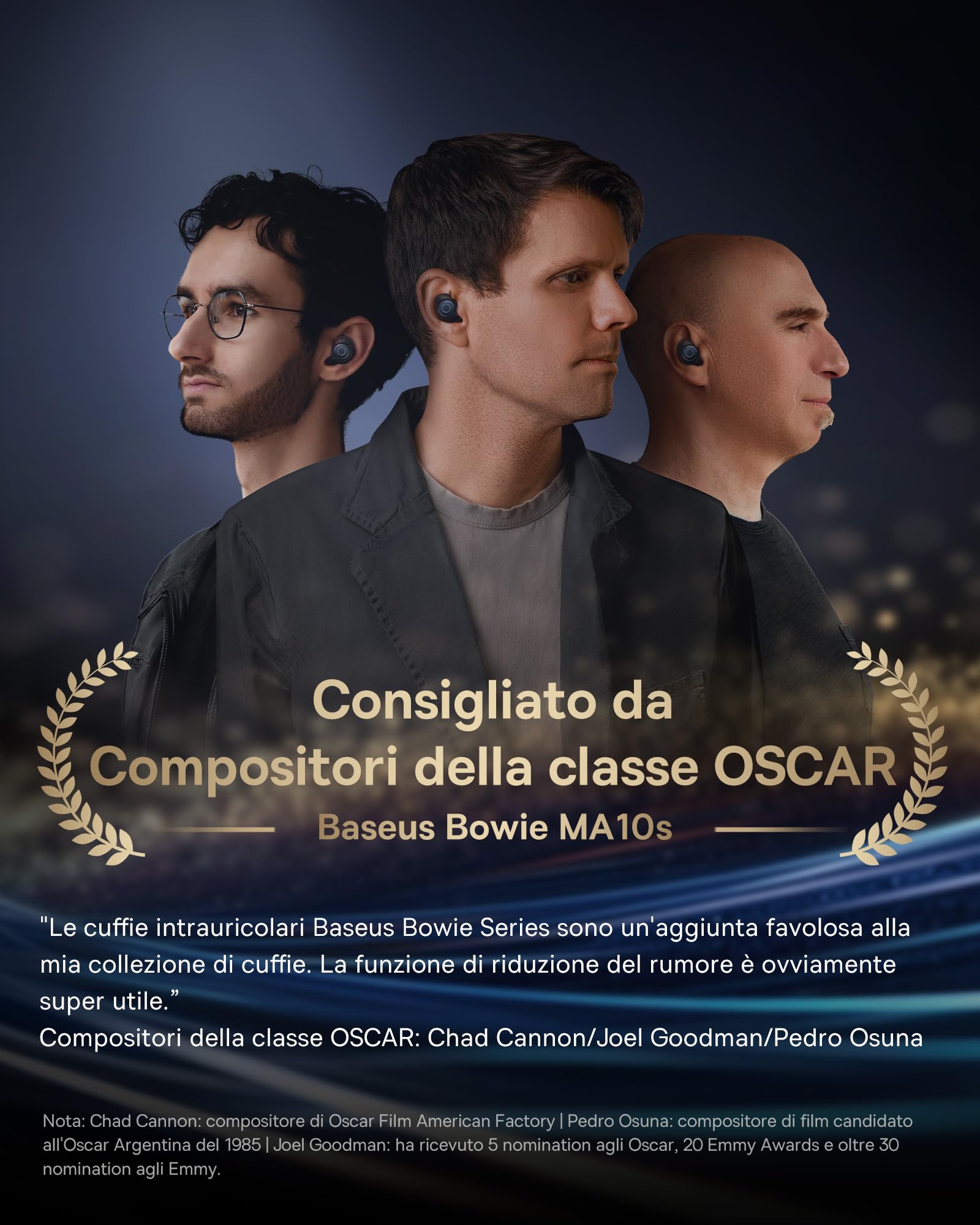 Baseus Cuffie Bluetooth In Ear con Cancellazione Attiva del Rumore Fino al 95%, Bassi Potenti, Riproduzione di 38 0re, Chiamate Chiare, Ricarica Wireless, LED Display, Bluetooth 5.3 - Bowie MA10S