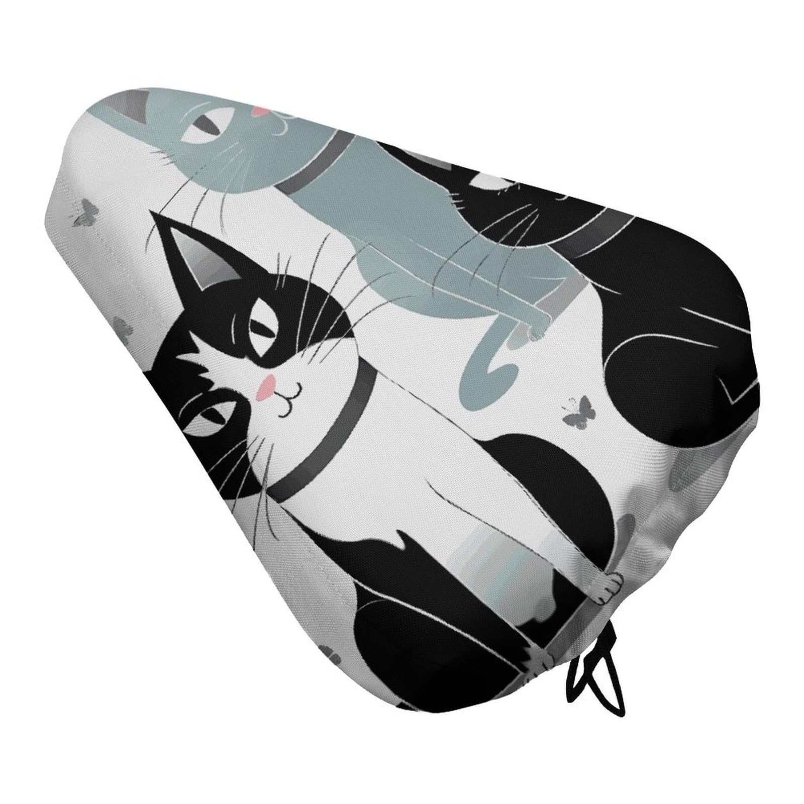 QMNBTES Cats Bike Seat Cover Soft Padded, Extra Wide Bike Seat Cushion for Women Men Comfort, Replacement Waterproof Bicycle Seats Cushion with