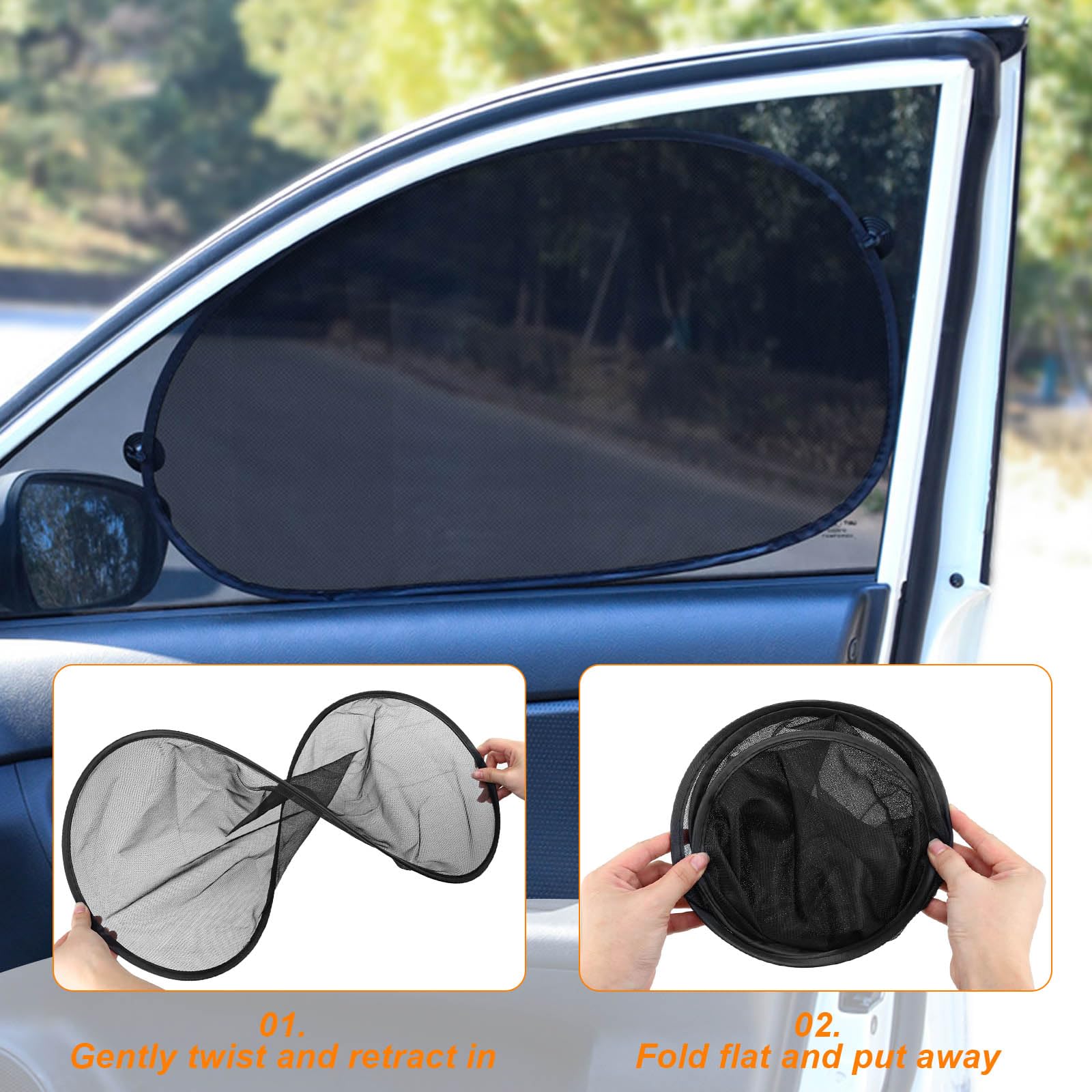Chaussettes Pare-Soleil Voiture - 5 Pièces Avec Ventouses - Protection UV Pour Vitres - Taille Universelle