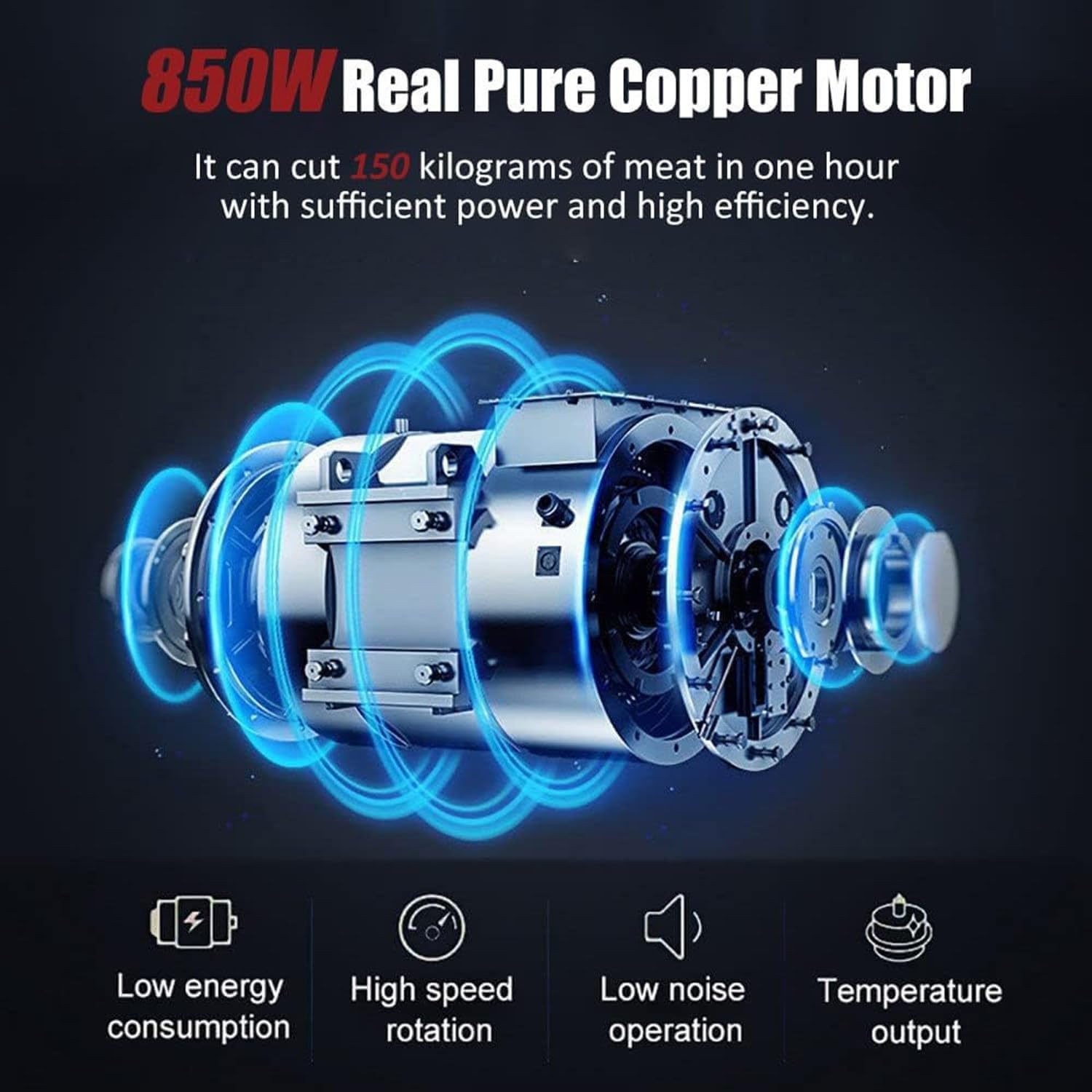 Cortadora De Fiambre Profesional Eléctrica 850W - Alta Velocidad 310r/min, Acero Inoxidable, 150kg/h, Para Restaurantes, Carnicerías Y Preparación De Alimentos(5mm)