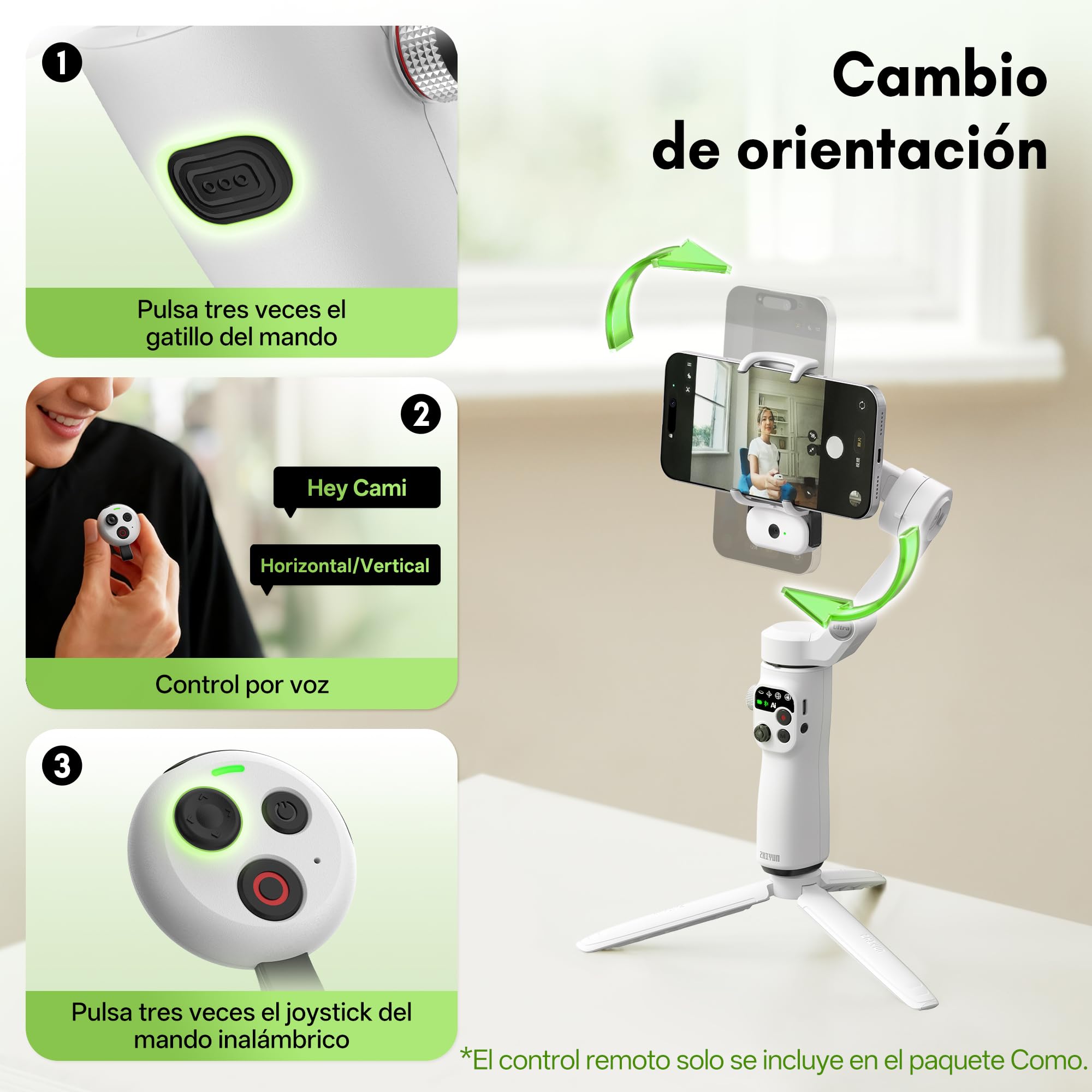 ZHIYUN Smooth Q5 Ultra Estabilizador Móvil con Integrada Luz de Relleno | Gimbal iphone, Barra de Extensión, Trípode, Portátil y Plegable, Estabilizador Smartphone para Volgging, TikTok