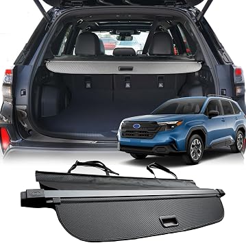 Cargo Cover for 2025 2026 Subaru Forester Accessories, Carbon Fiber Texture,Additional Cover Retractable Trunk Cover Rear Security No Gap Shield Shade Anti-Peeping Privacy Screen