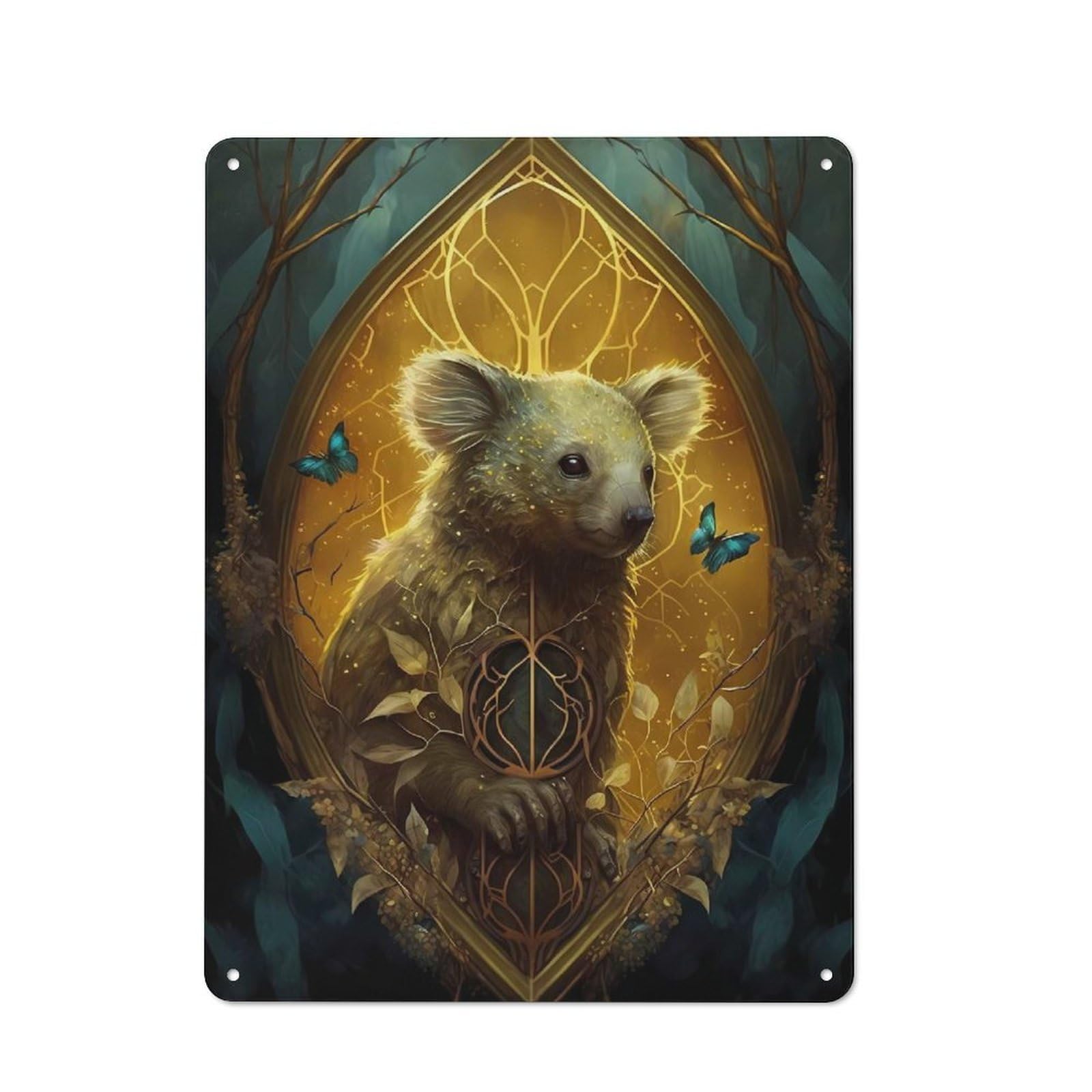Vintage Retro Metal Sign 40x30cm Featuring Koala Enchanted World, Garage Wall Decor for Garage, Workshop, Shed Or Utility Room