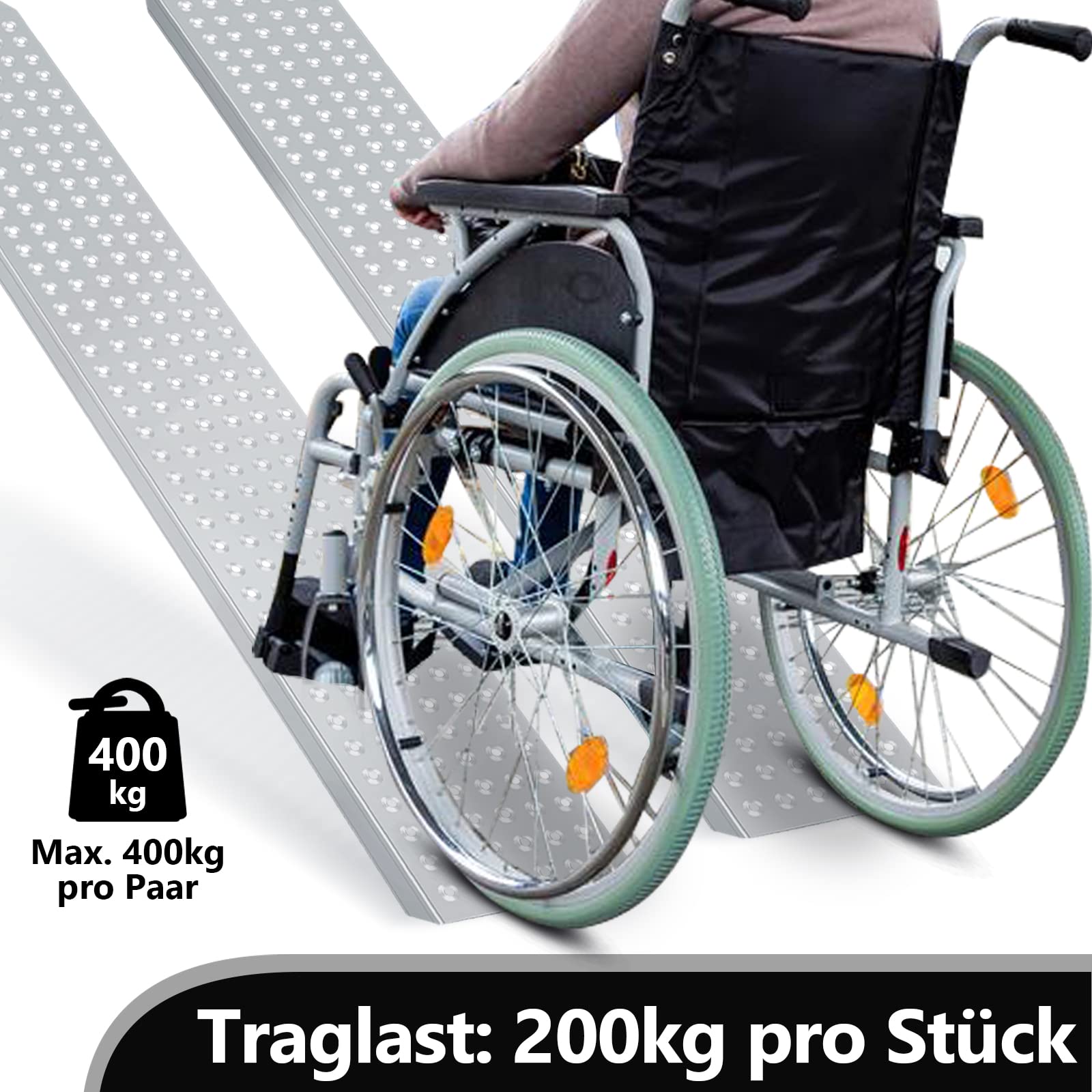 Sonnewelt Rampa di Carico x2 400 kg per Rimorchio, Moto e Auto - Guida Antiscivolo Zincata, 2 Pezzi, 160 cm