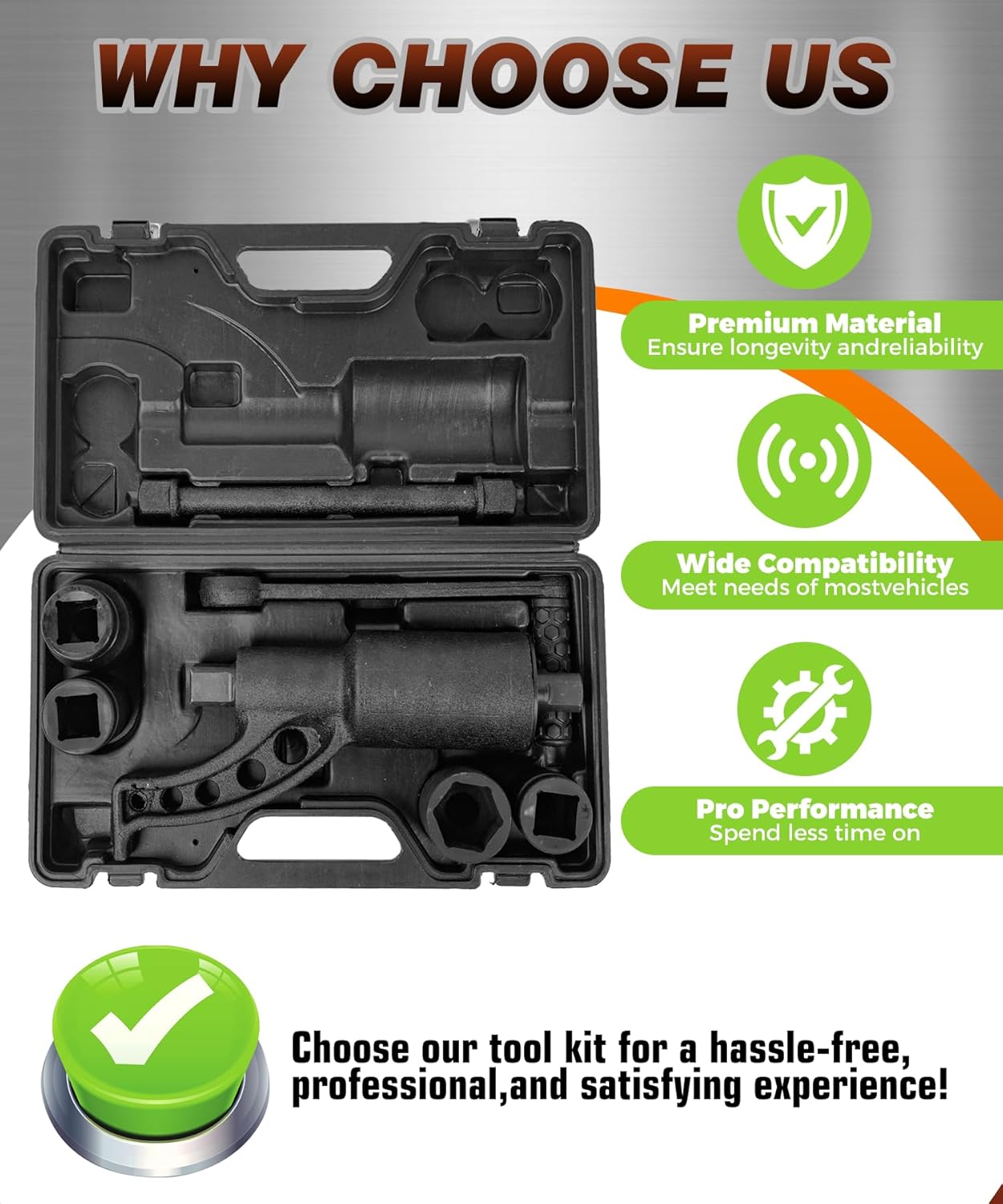 Torque Multiplier Wrench Set Heavy Duty 1:64, 4800Nm (3540ft/lb) Lug Nut Remover, 1" Drive with 1-5/16" & 1-5/8" CR-V Sockets for Semi Truck, Trailer, RV, Bus