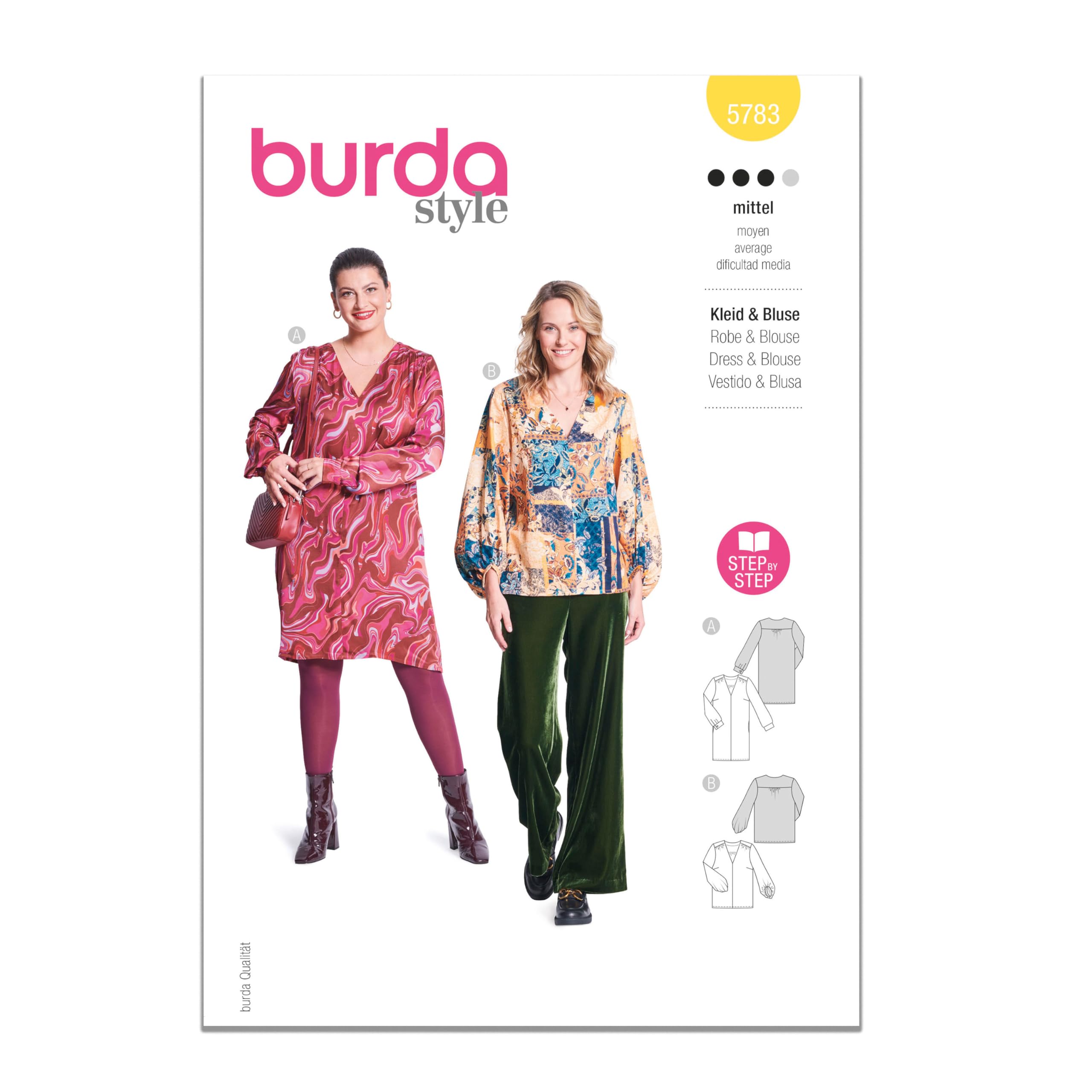Burda SEWING PATTERN 5783 Misses' V-Neck Dress & Top Sizes 10-22