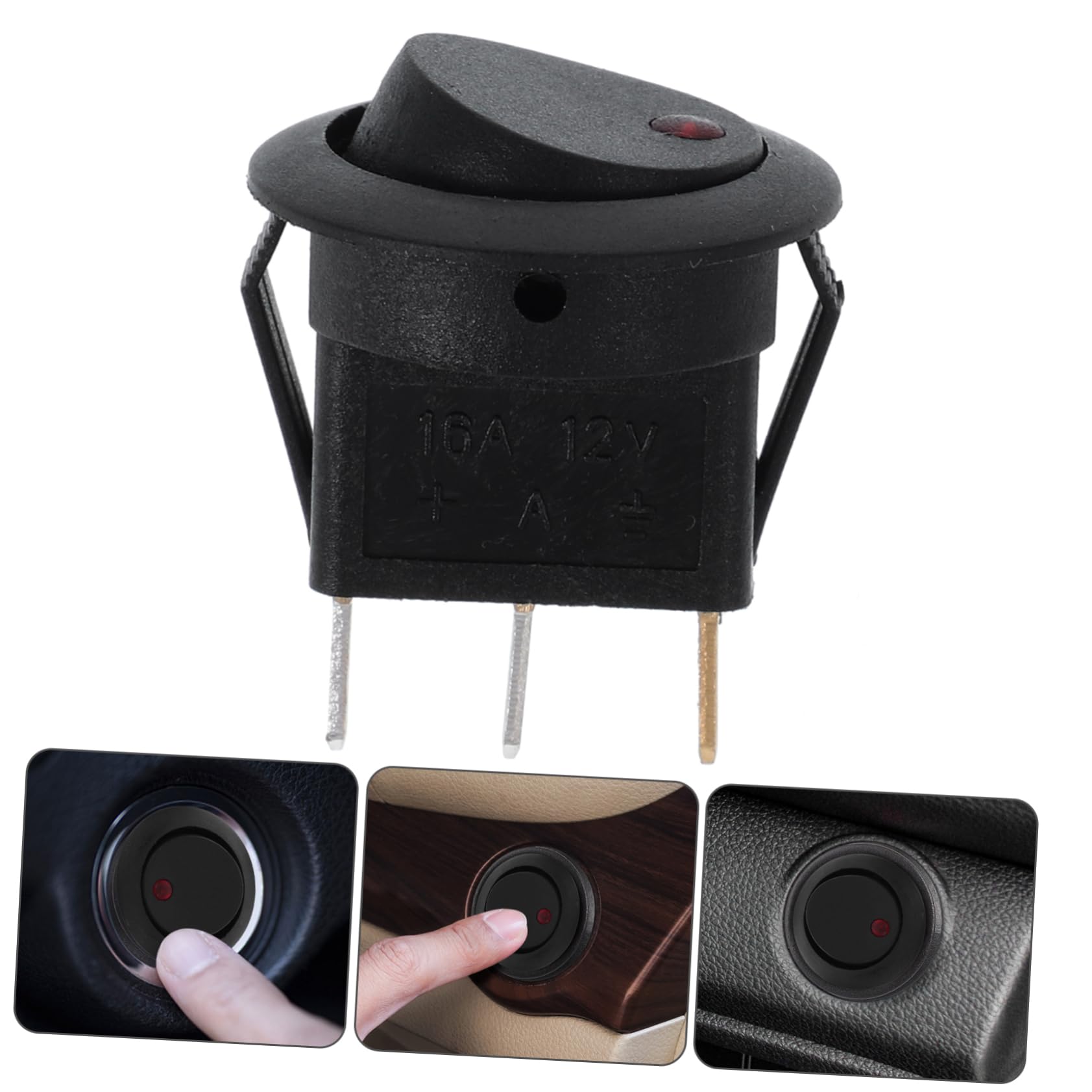 PRETYZOOM 12V Spst Rocker Switch with LED Indicator for Easy Installation for Cars and Boats Random Color Options for Chassis and Dome Lights