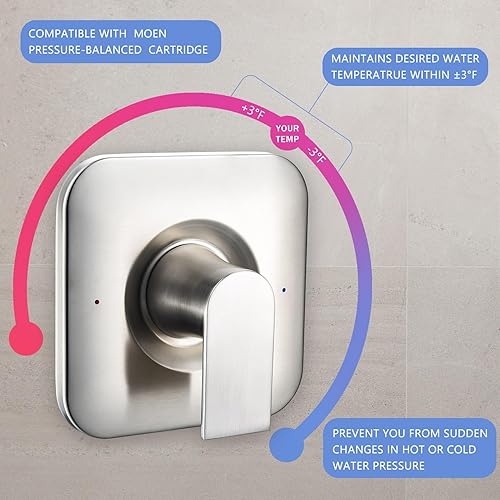 Vista 5 de Reemplazo para el kit de ajuste de válvula Posi-Temp Moen T2471BN Genta LX, níquel cepillado