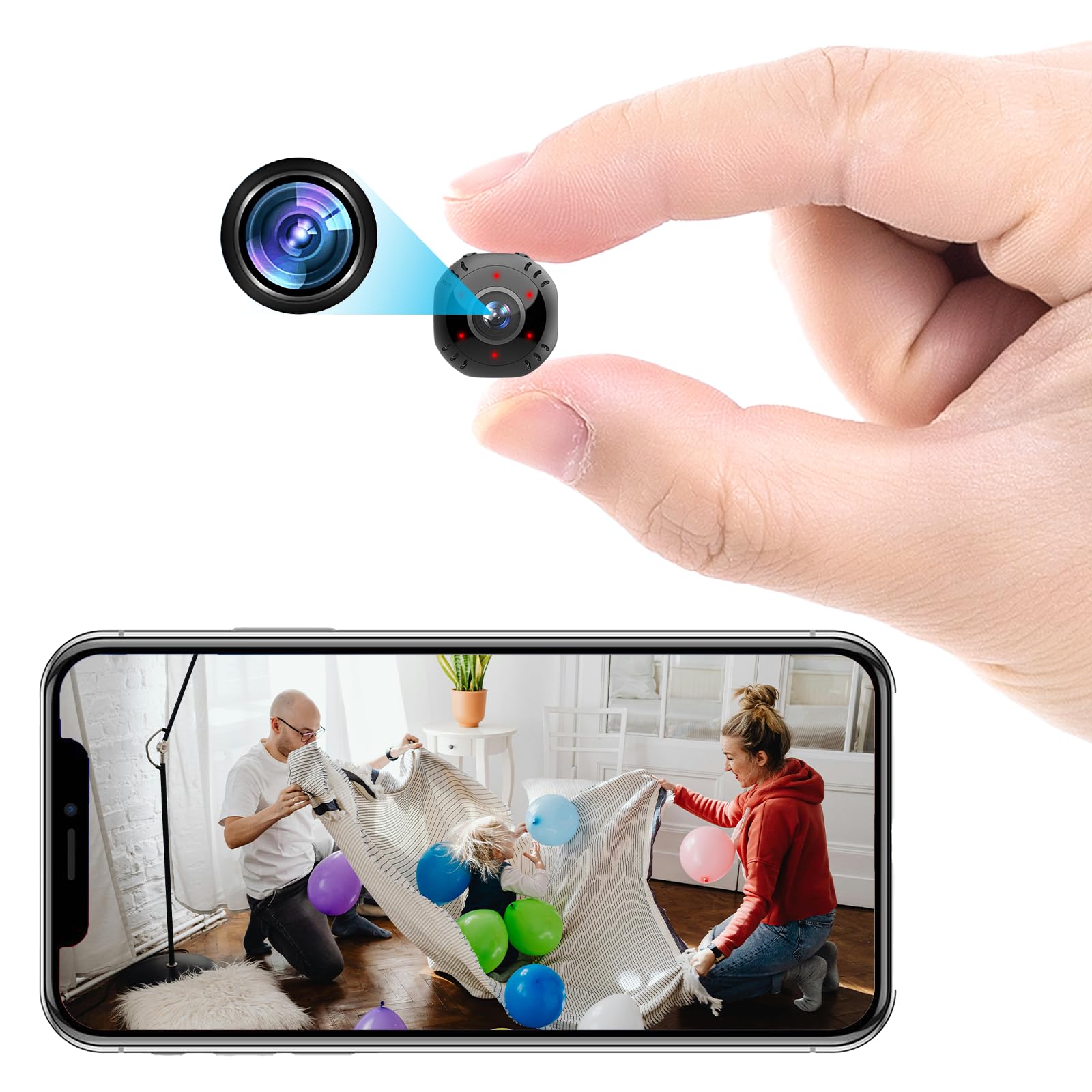 LAIFUCAM Mini WiFi Spy Camera Wireless Hidden Small Nanny Cam Home Security Surveillance Indoor Cam with Phone APP Control Night Vision Motion