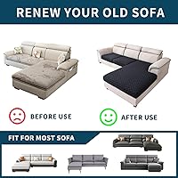 Vista 3 de LUFEIJIASHI Fundas para sofá seccional, fundas de cojín en forma de L para sofá seccional, fundas elásticas para sofá seccional, protector de Negro