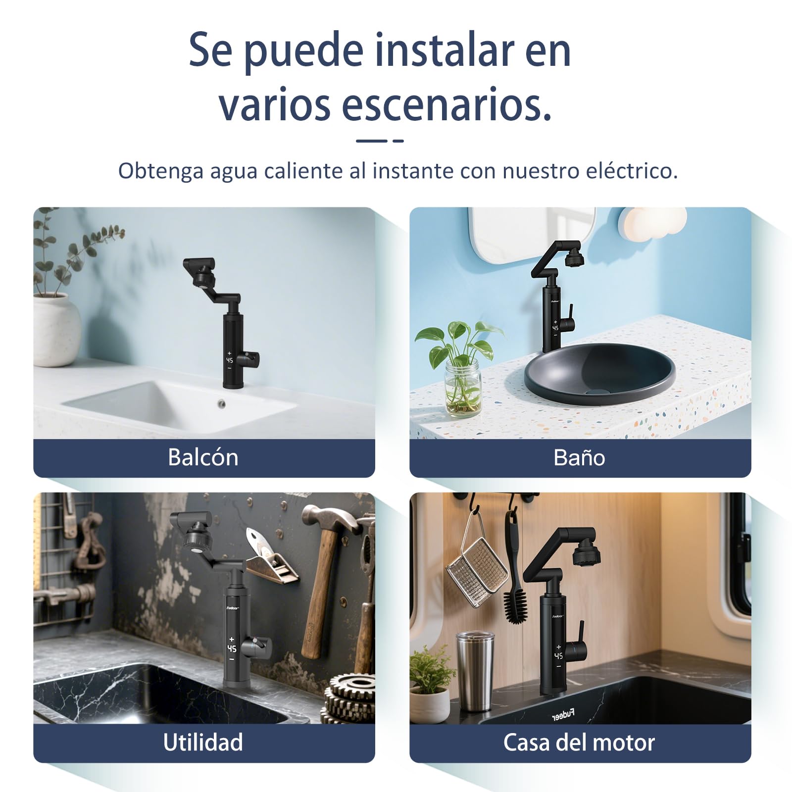 Grifo de agua con calentador de paso con tobera universal para cocina,Armadura de acero inoxidable con calentador de paso suministro con pantalla digital, 230v Grifo eléctrico