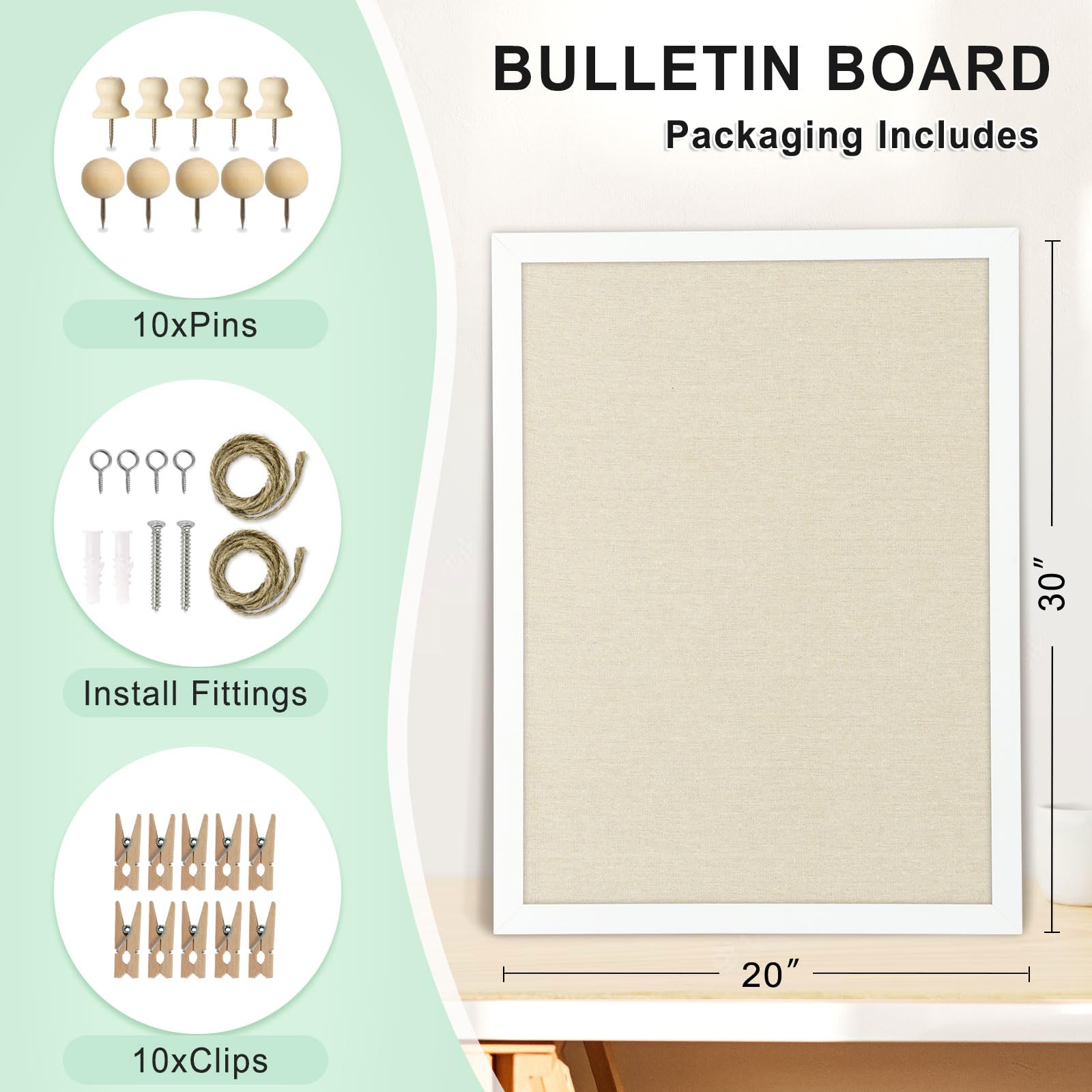 DOLLAR BOSS Doppelseitige Pinnwände mit Leinen, 76,2 x 50,8 cm Korktafel