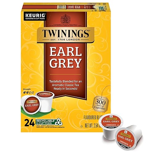Twinings Earl Grey - Té negro Earl Grey en cápsulas K-Cup para Keurig, té negro con cafeína saborizado con cítricos y bergamota, 24 unidades (1