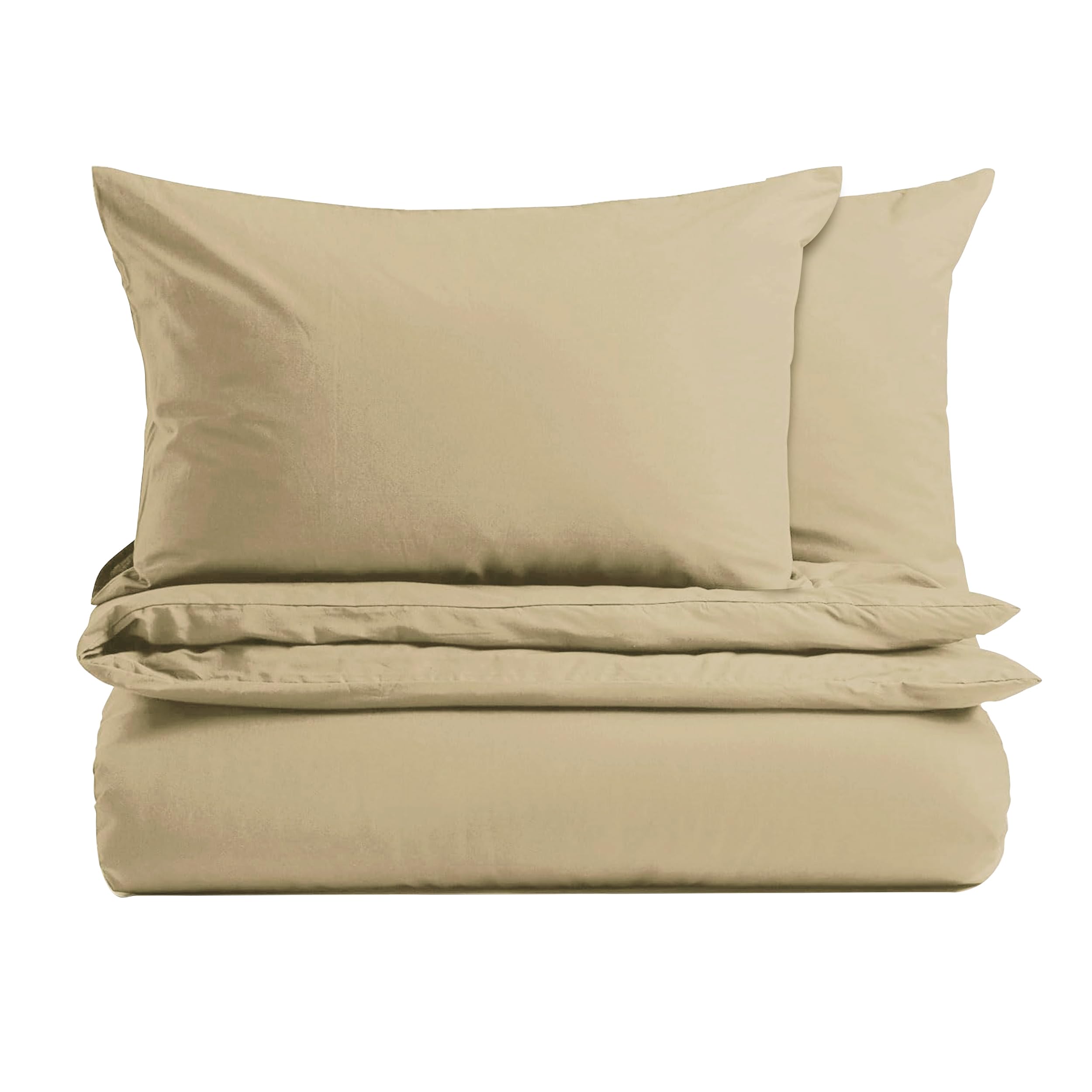MAGNA COLLECTION Double Duvet Cover Set - Hotel Quality Double Bedding Set (200x200cm) with Matching Pillowcases - Soft Brushed Microfibre Polyester Double Duvet Cover (Beige, Double)