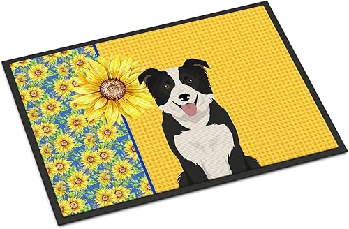 Caroline's Treasures WDK5329JMAT - Tapete de verano para interiores o exteriores, diseño de girasoles en blanco y negro, para interiores o Caroline's Treasures WDK5329JMAT - Tapete de verano para interiores o exteriores, diseño de girasoles en blanco y negro, para interiores o