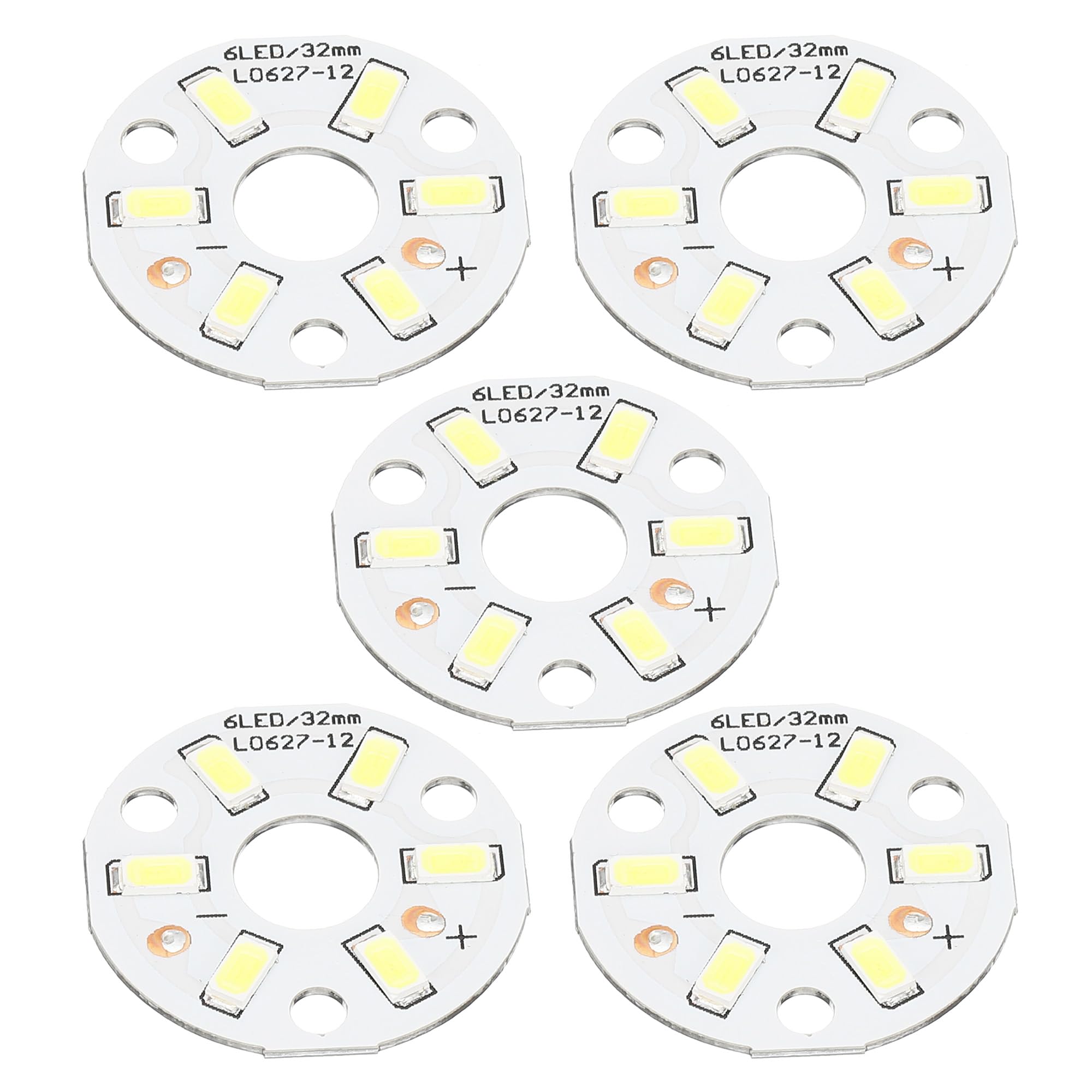 sourcing map COB LED Light Chip Bead 3W 120lm 6000-6500K 32mm 9-11VDC Energy Saving Bulb for Spotlight Floodlight Replacement White 5Pcs