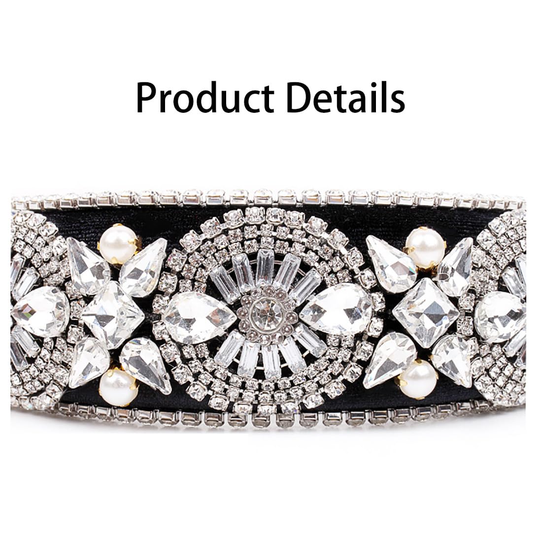 MaxxCloud Crystal Pearl Headband for Women,Baroque Rhinestone Hair Accessories-Vintage Bridal Padded Hairpiece,Wedding & Party Headwear