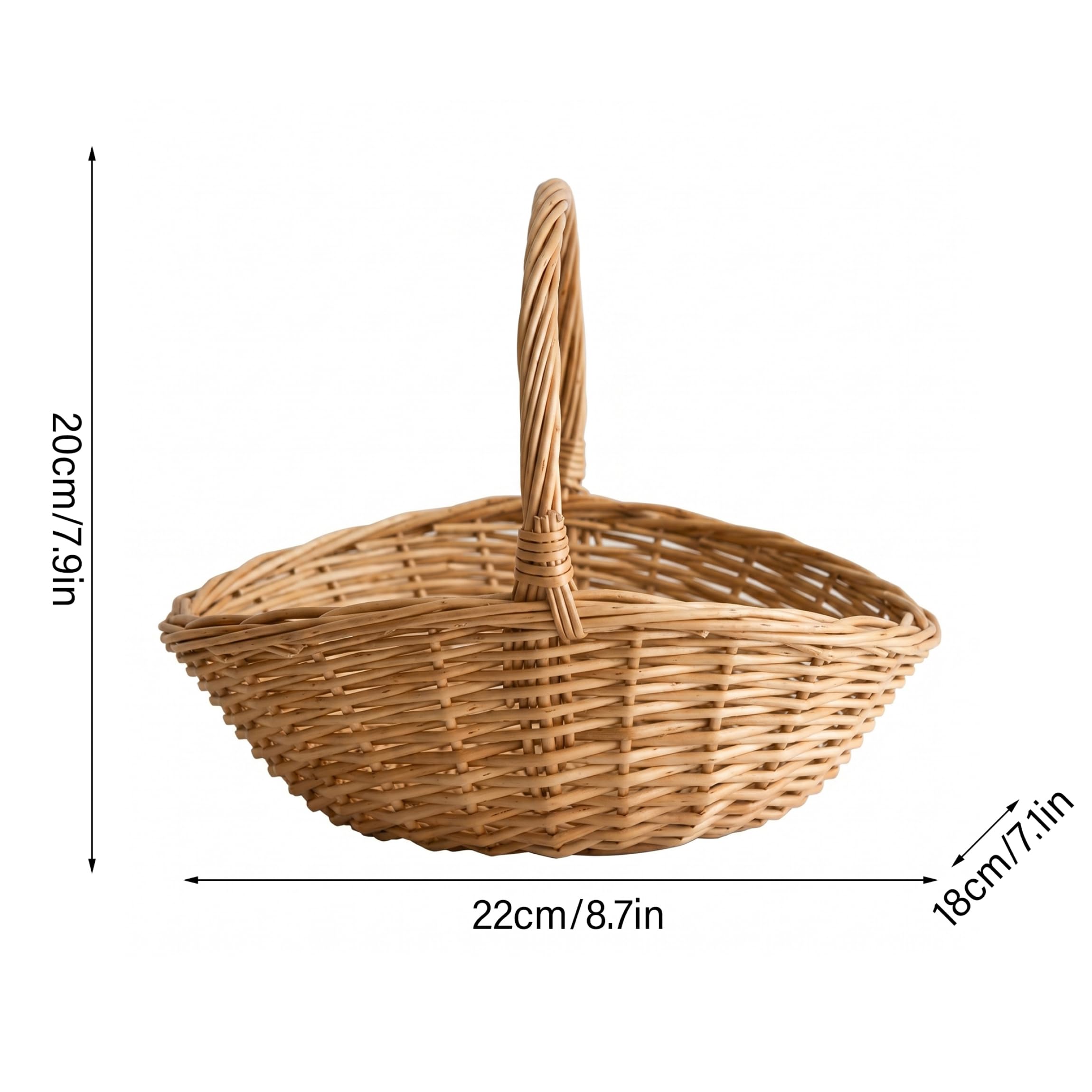 Cestini da picnic in vimini, cestino in vimini di salice naturale con manico per frutta, deposito da campeggio all'aperto, piccolo
