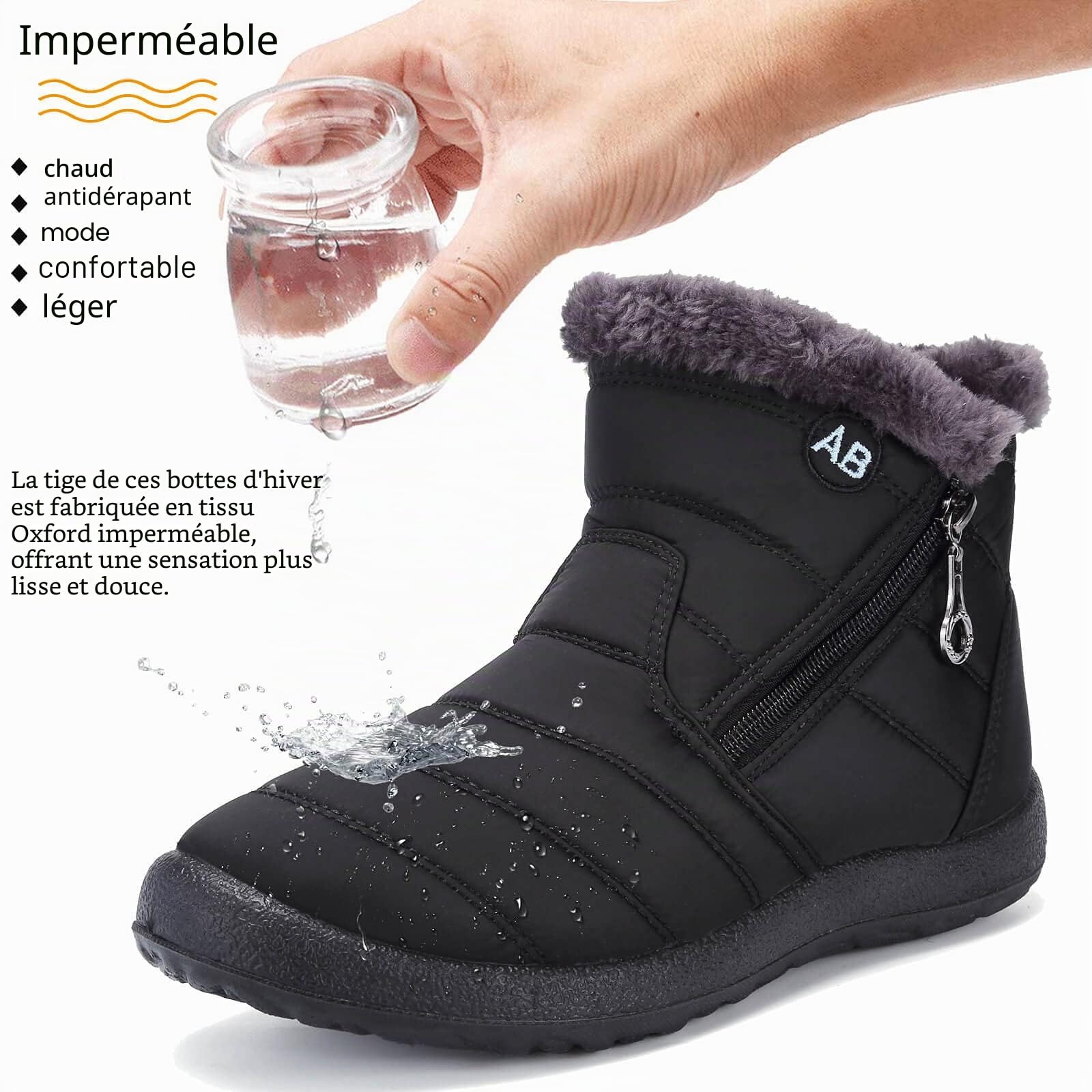 Maxome Bottes de Neige Femme Bottines Hiver Fourrure Doublure Chaude Courte Bottines Confort Winter Boots à Glissière Latérale Chaussures Extérieur Antidérapante
