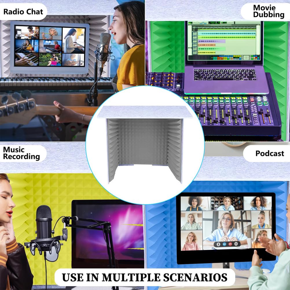 Cabina Insonorizzata Moderna, Cabina Registrazione per Microfono, Schermo Registrazione Vocale Portatile, Box Registrazione Musicale Quadrato per Canto Streaming Podcasting,31.4in