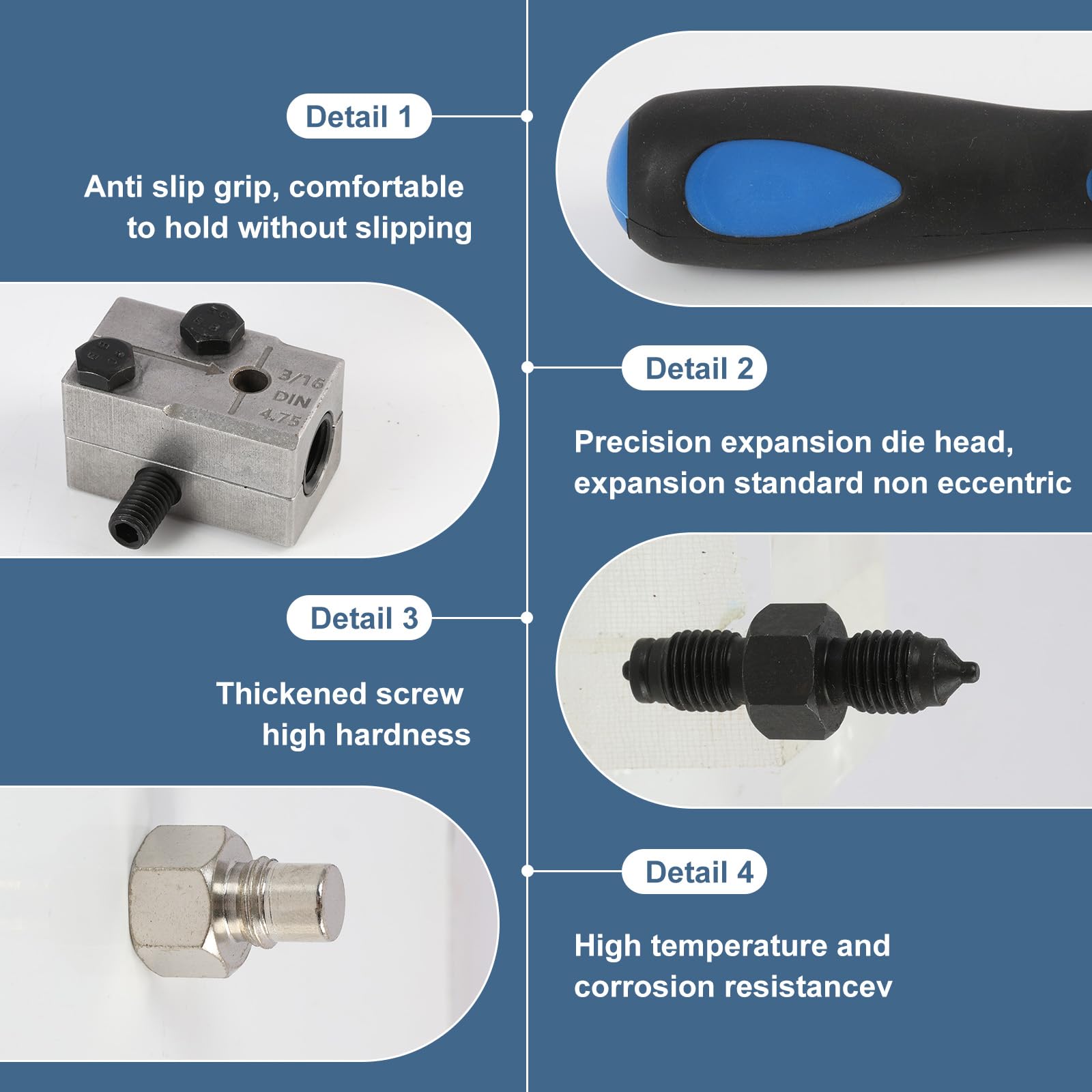 1 PCS Rebordeador de Líneas de Freno, Rebordeador Doble, para Rebordeado DIN, Medidas 4,75 mm Y 3/16 Pulgadas, Universal para Tubos de Cobre, Níquel Y Acero, Apto para Sistemas de Frenos de Vehículos