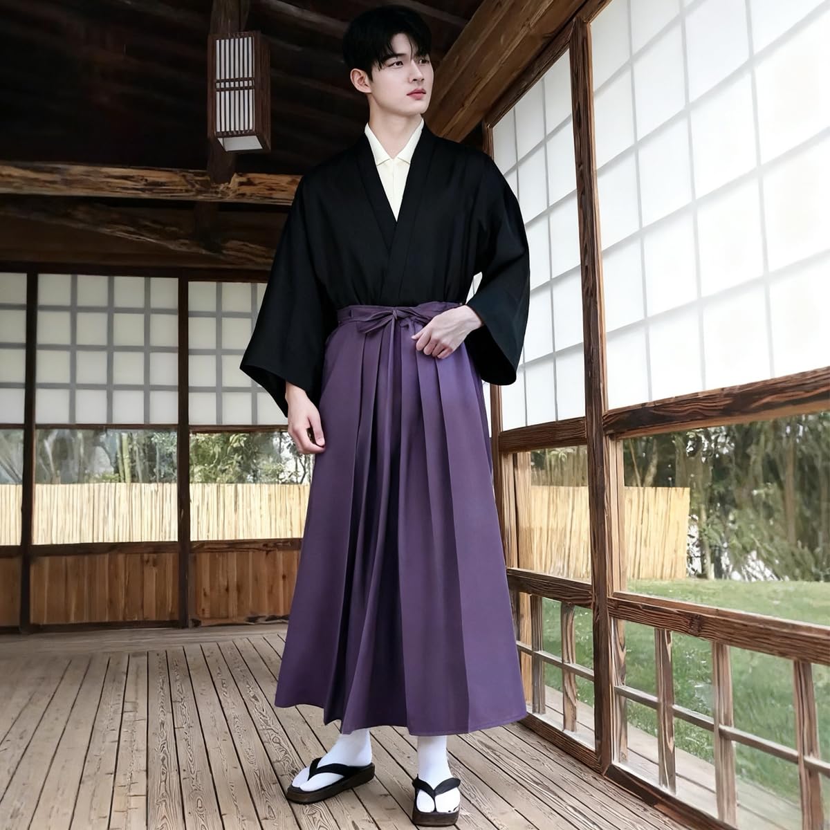BPURB Kimono tradizionale giapponese, Yukata, Samurai, arti marziali, Hakama, uniforme per judo, aikido, kendo, costume anime cosplay