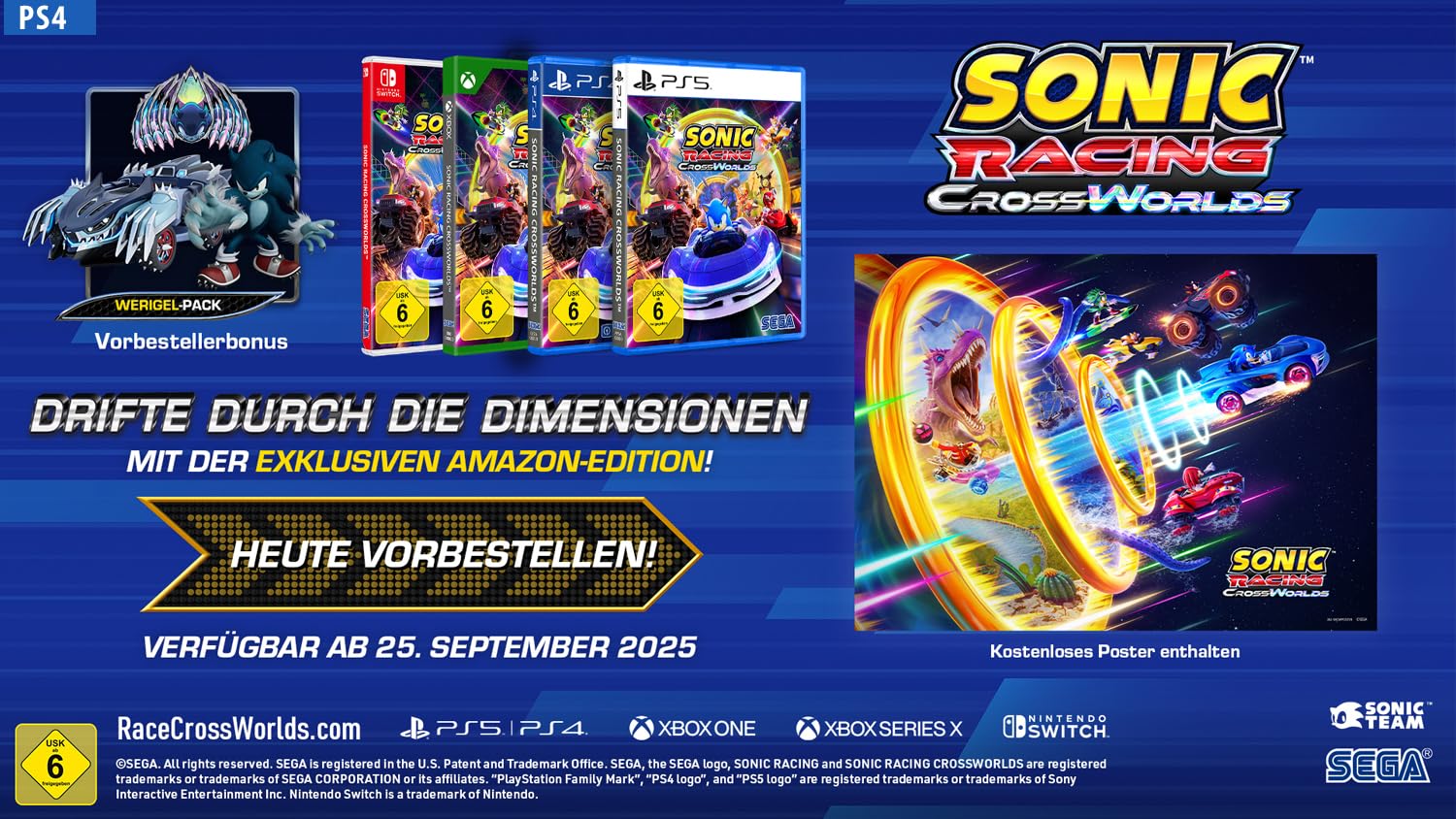 Sonic Racing: CrossWorlds - Exklusive Amazon-Edition (PS4)