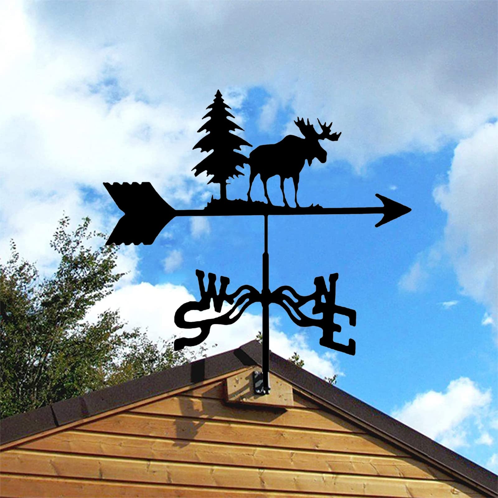 Wetterfahne Aus Metall – Windrichtungsanzeiger Für Dach, Garten Oder Hof, Schmiedeeisen-Optik