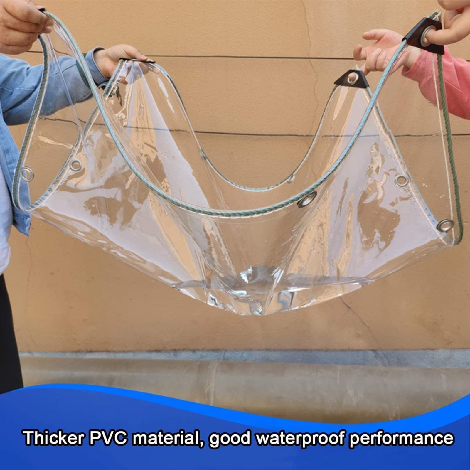 Lona impermeable de PVC transparente con ojales, 11 x 11 pies, resistente a la lluvia, cubierta de jardín para protección de plantas y cobertizos, lona para todo tipo de clima para uso en exteriores