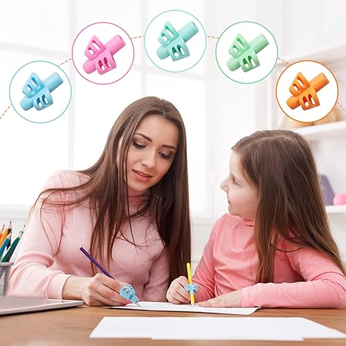 Miniatura 5 de KIGEAPUEL 20 empuñaduras para lápices para niños, escritura a mano, soporte ergonómico para lápices de entrenamiento, herramienta de escritura para