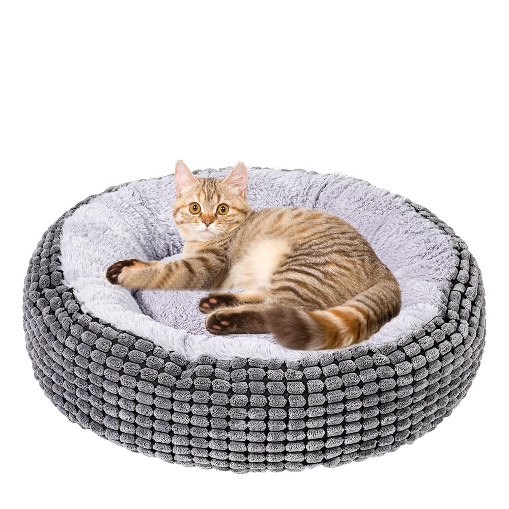 Dog Bed 15.7 Inch Pet Sofa with Bolstered Rails, Non-Slip Bottom, Cozy Dog beds for Small Dogs & cat beds for Indoor Cats for Window Sill, Desk, Sofa, Home Use (Gray)