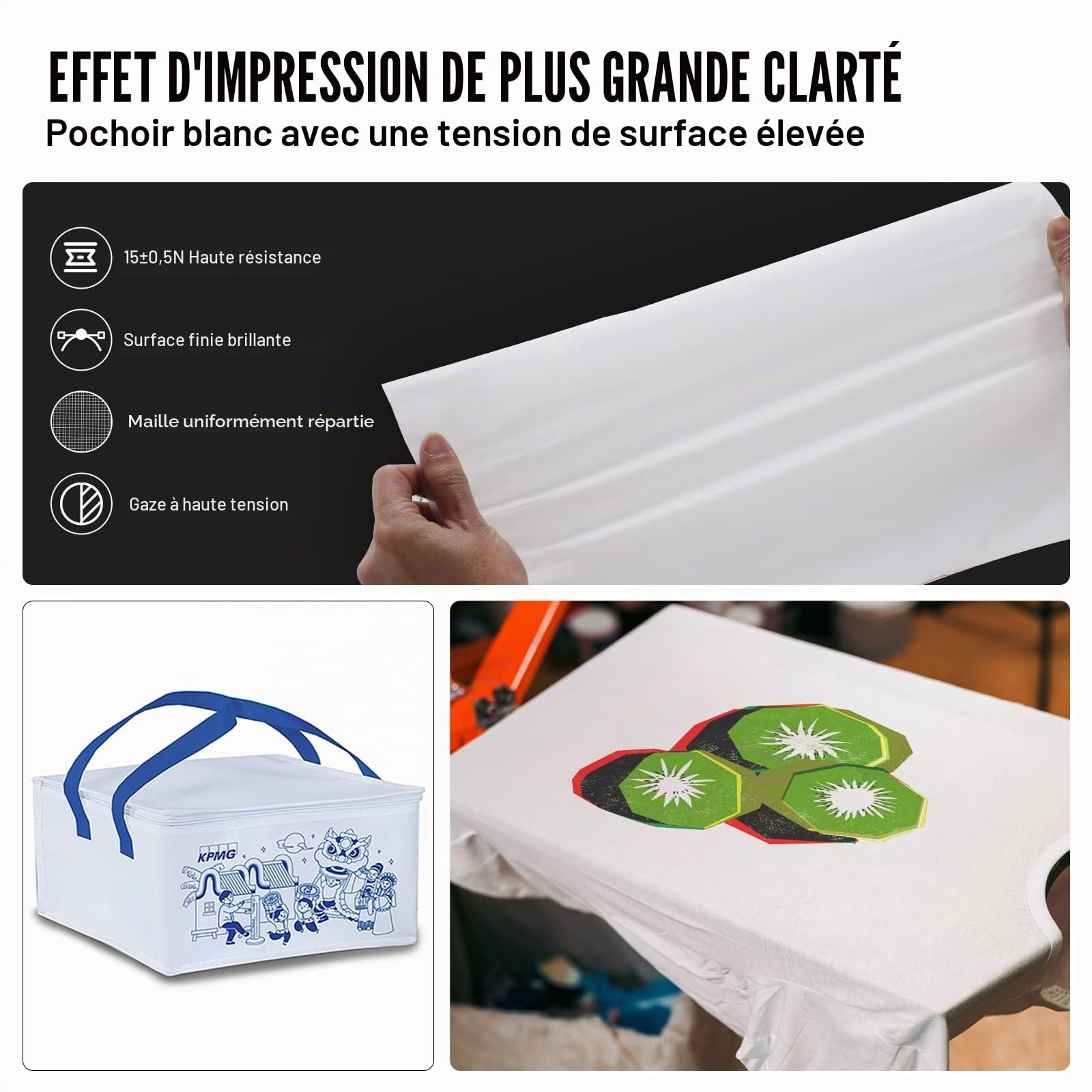 VEVOR Lot de 6 Cadres de Sérigraphie Kit de Sérigraphie Cadre en Aluminium 50,8 x 61 cm avec Maille 160 en Polyester Réutilisable Nettoyage Facile Accessoires de Sérigraphie Tissu Papier Plastique