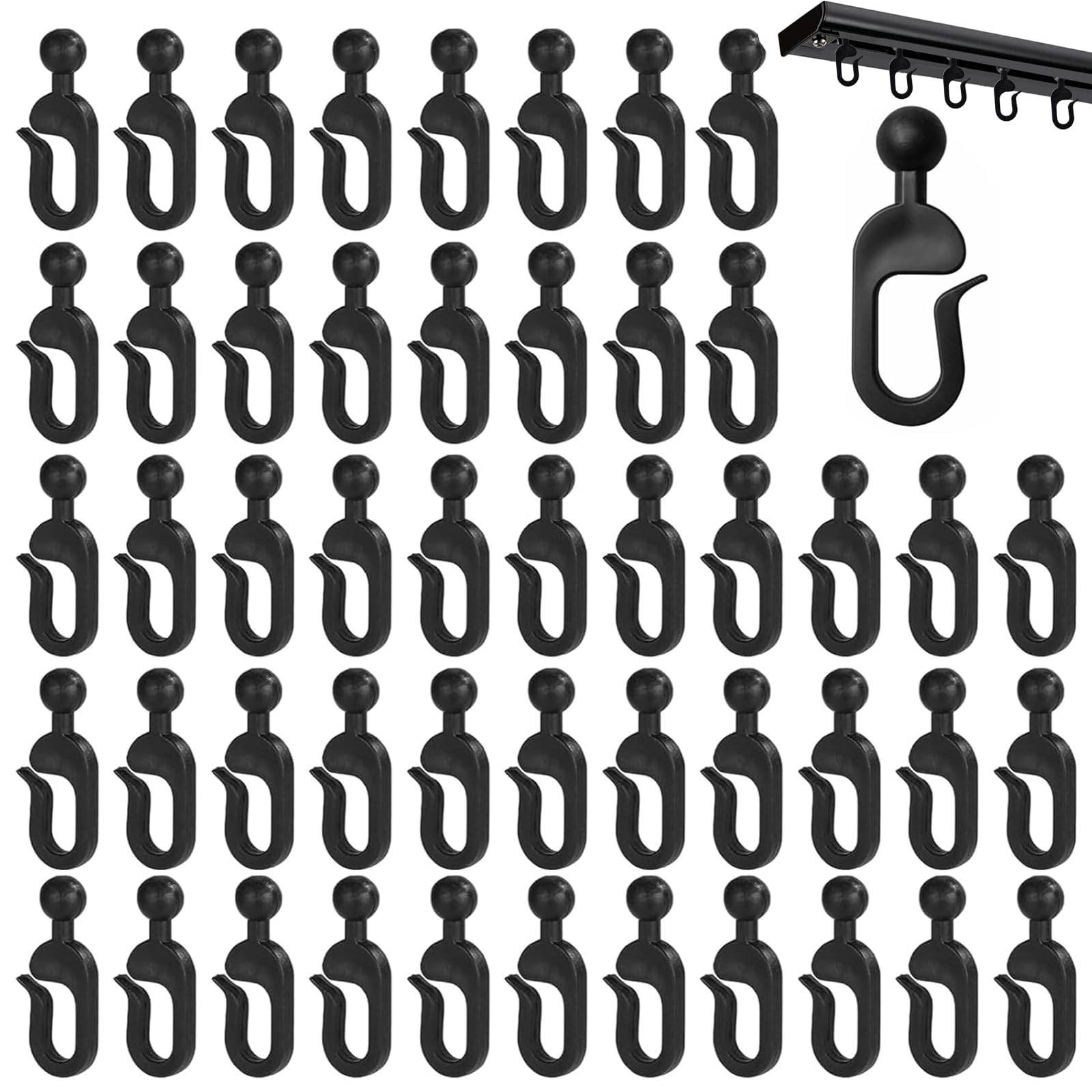 Ganci per tende da gazebo 50 pezzi ganci in plastica nera 4x1,8 cm per tende da esterno facili da montare per tende da giardino e zanzariere