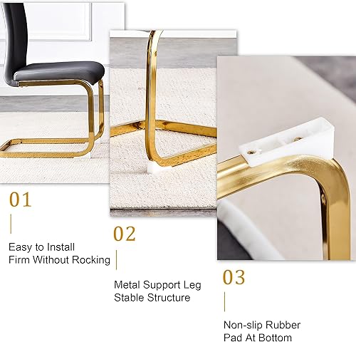 Miniatura 50 de JUFU Juego de Mesa de Comedor para 6, Mesa de Mármol Sintético y Juego de Sillas de 6, Juego de Mesa de Comedor Moderno para 6, Juego de Mesa de