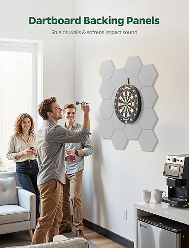 Miniatura 6 de Tablón de anuncios grande de 12 x 10 pulgadas, paquete de 12 tableros de corcho blanco para paredes, azulejos de fieltro hexagonal autoadhesivos,
