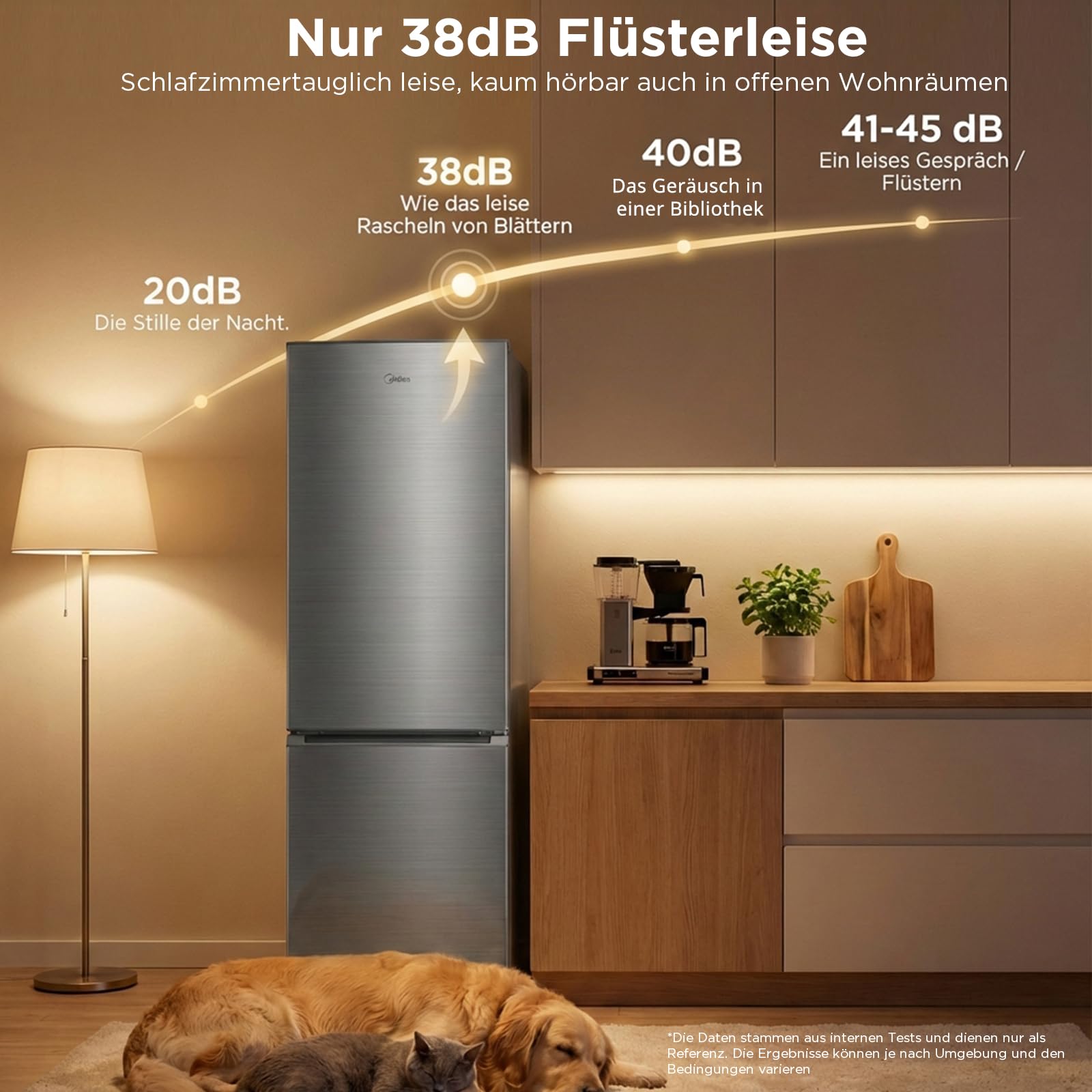 Midea 270L Kühlschrank mit gefrierfach, Nofrost, 180cm,EEK C,140 kWh/Jahr | 199L Kühlteil + 71L 4 Sterne Gefrieren( -24℃), Multi-air Flow,Inverter Kompressor, 38dB, Fresh zone, Bru-stahl