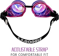 Vista 54 de Gafas caleidoscopio para raves trippy psicodélico steampunk con lentes de cristal de difracción de prisma arcoíris Negro