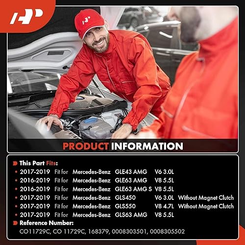 Miniatura 2 de A-Premium Compresor de aire acondicionado con embrague compatible con Mercedes GLE43 AMG GLS450 GLS550 GLS63 AMG 2017-2019, GLE63 AMG 2016-2019, 6