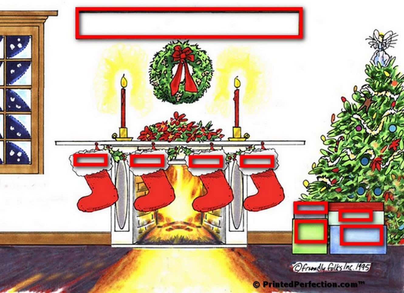 PrintedPerfection.com Personalized Christmas Stocking - 4 Snow Globe Frame Gift