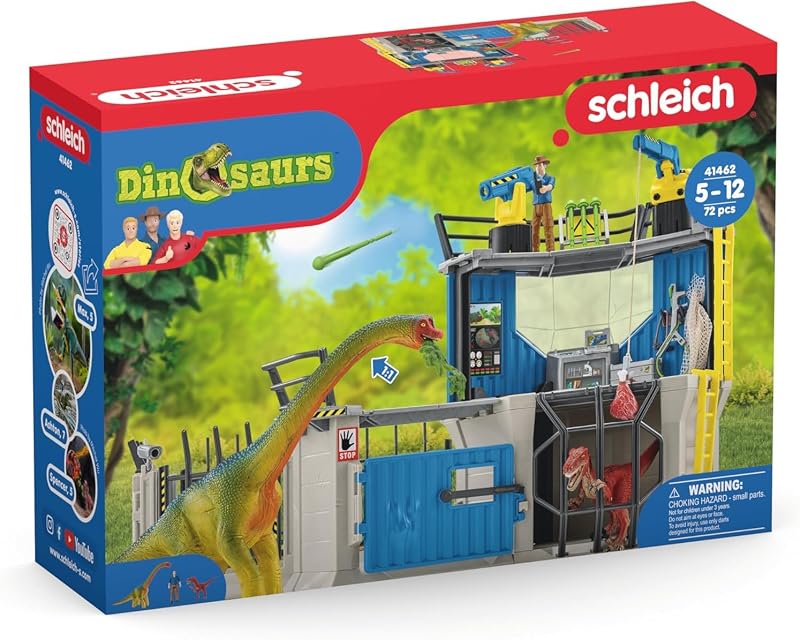 SCHLEICH Nagy Dinoszaurusz Kutatóállomás 72 részes játékszett 2 dinóval és Maxx kutatóval, 4-12 éves gyerekeknek
