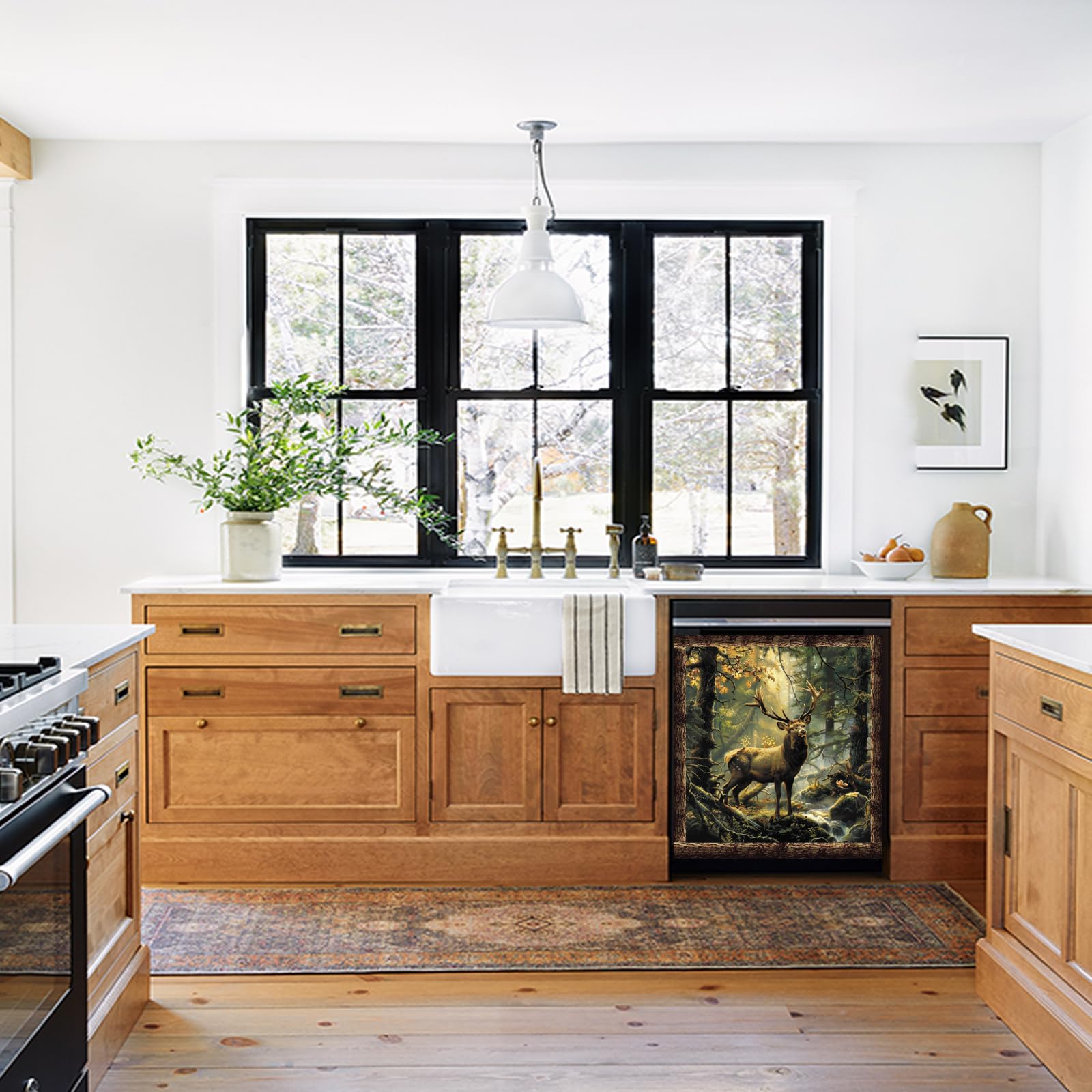 Mexpekil Geschirrspüler-Magnetabdeckung Wald Motiv - 53,3 X 66 Cm Wasserdicht