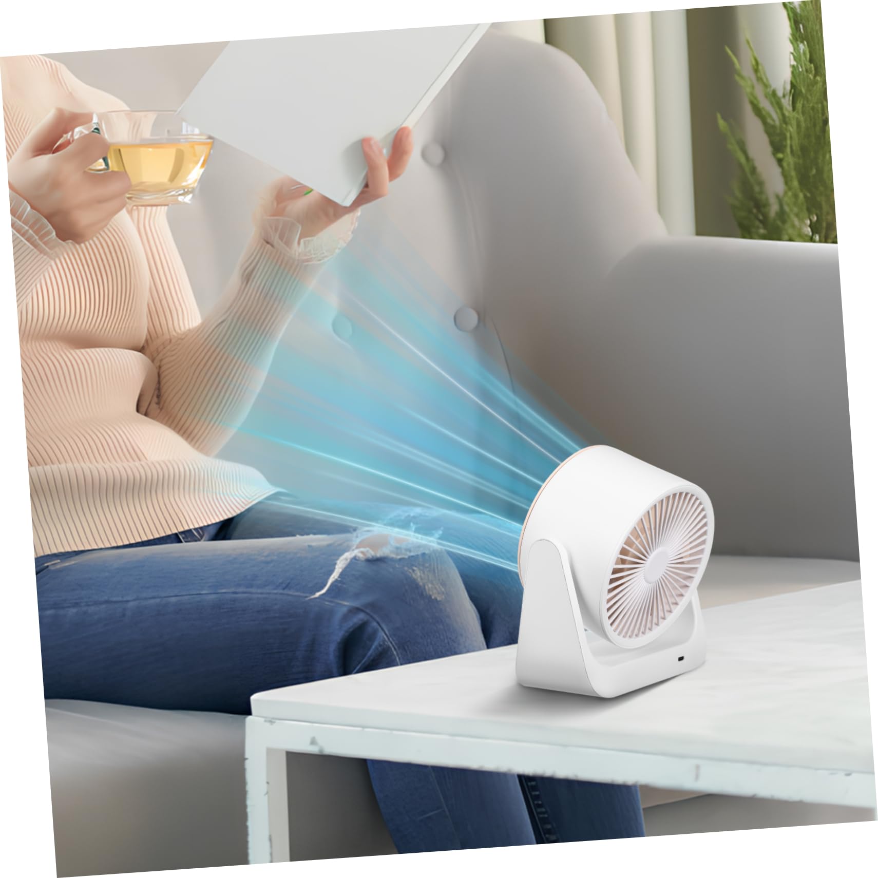 Sosoport Ventilador de Mesa Recargable por USB Ventilador Portátil de Alta Velocidad Oficina el Hogar o Viajes Enfriador de Aire de Escritorio