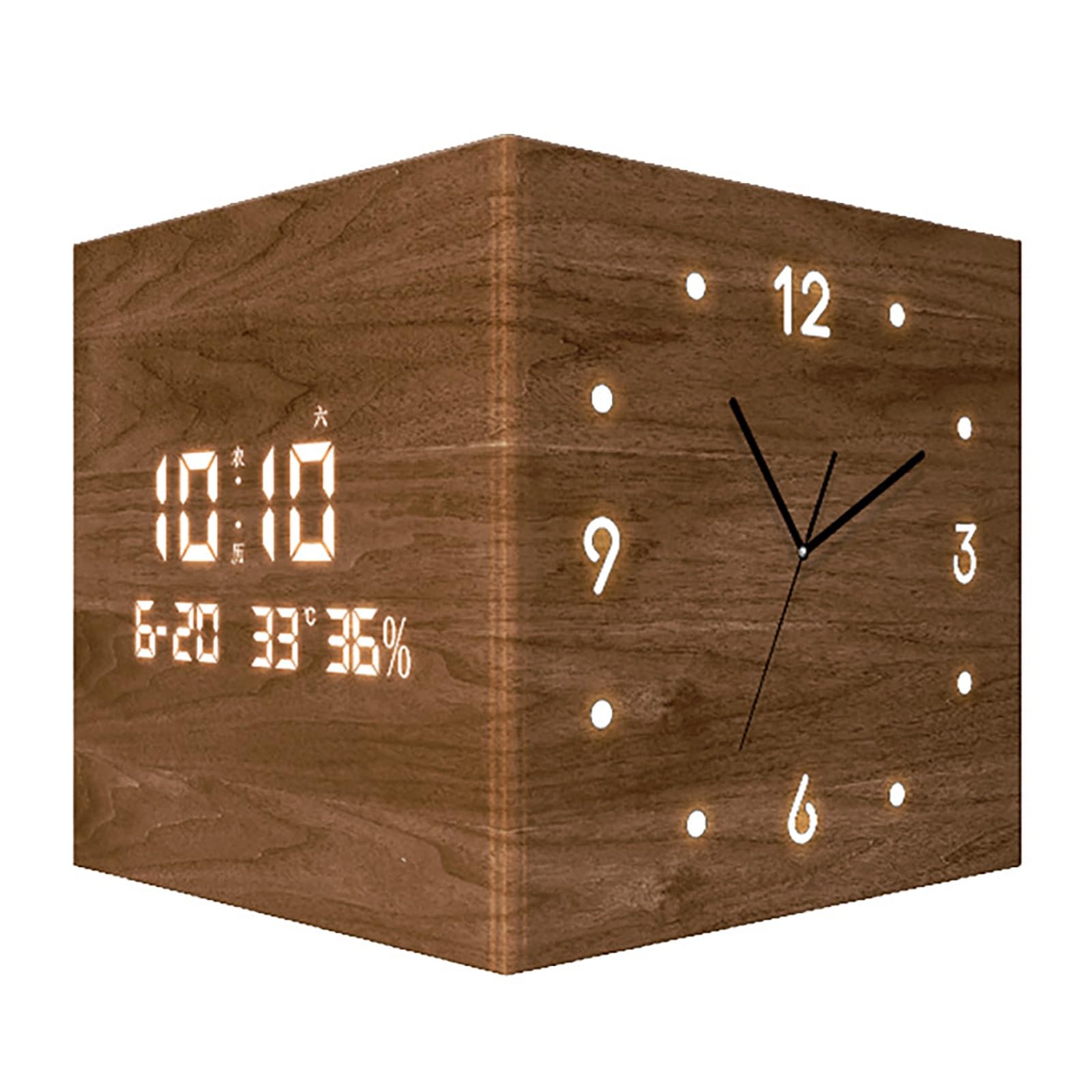 Horloge murale moderne à LED double face acrylique montre silencieuse sans tic-tac