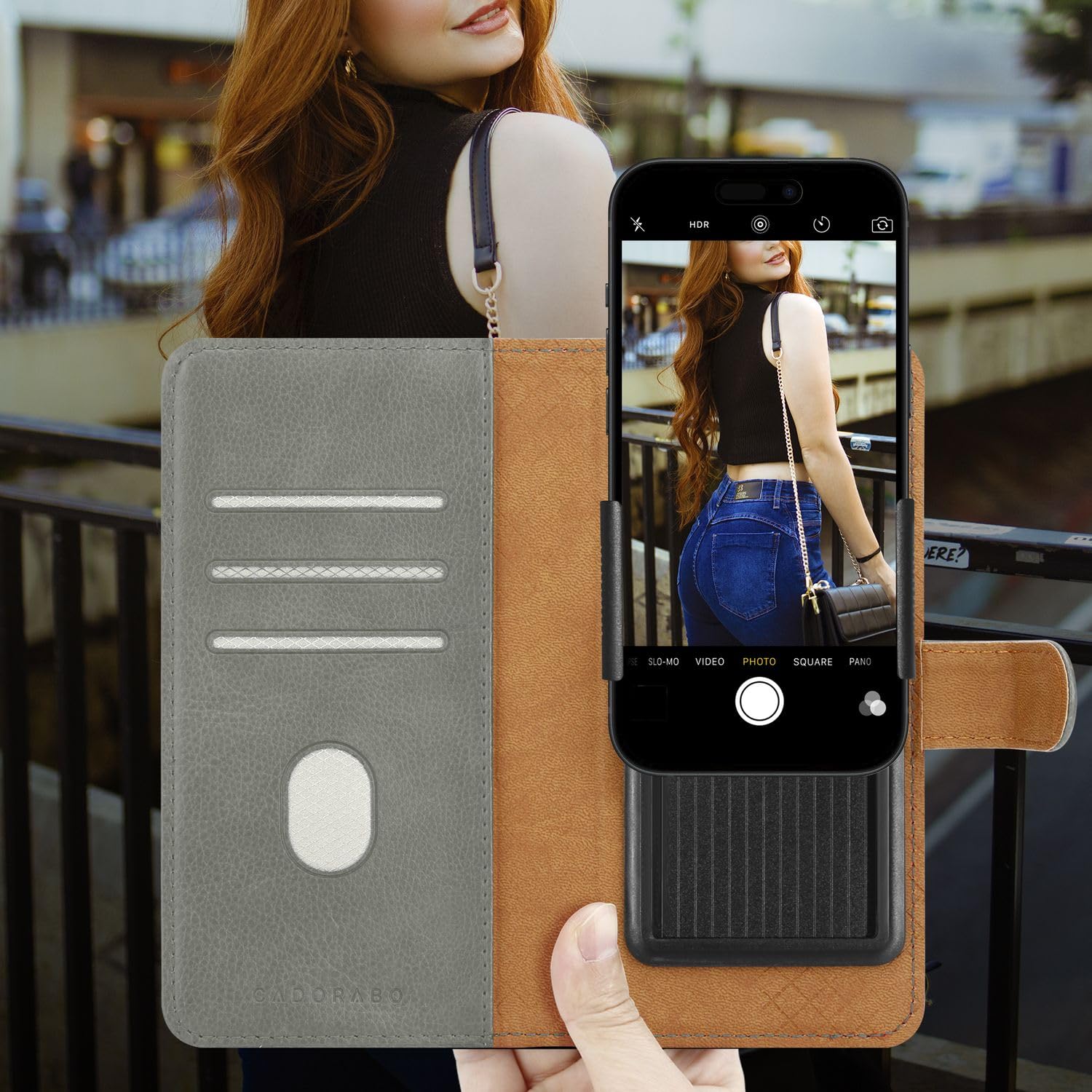 Cadorabo flip case kompatybilny z Vivo Y83 etui na telefon komórkowy z kieszenią na kartę, 360 stopni ochronne etui z klapką -PU skórzane etui składane SZARY