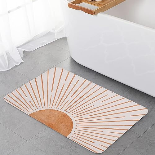 Miniatura 5 de Tapetes de cocina, diseño de líneas solares de terracota de mediados de siglo, juego de 2 alfombras antifatiga, arte moderno y minimalista,