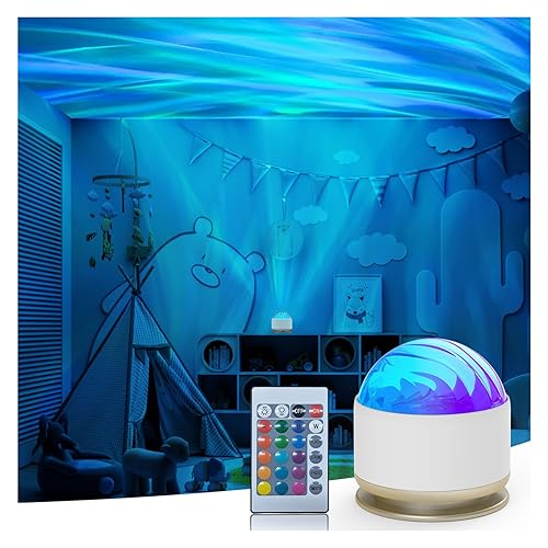 HUMIIEYE Northern Lights Projector, 16 Light Color Aurora Night Light Projector for Bedroom, Remote Galaxy Light Projector, Dimmable Mood Lighting with Memory Function for Playroom Kids Teen Girl Gift - USB-C Powered