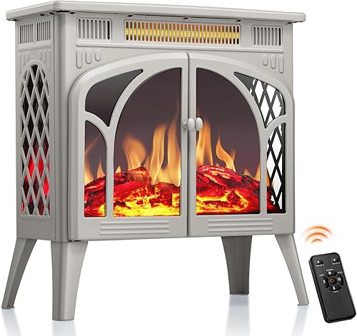 Miniatura 1 de R.W.FLAME Calentador eléctrico de chimenea de 25 pulgadas con control remoto, estilo catedral, diferentes efectos de llama y colores del juego de