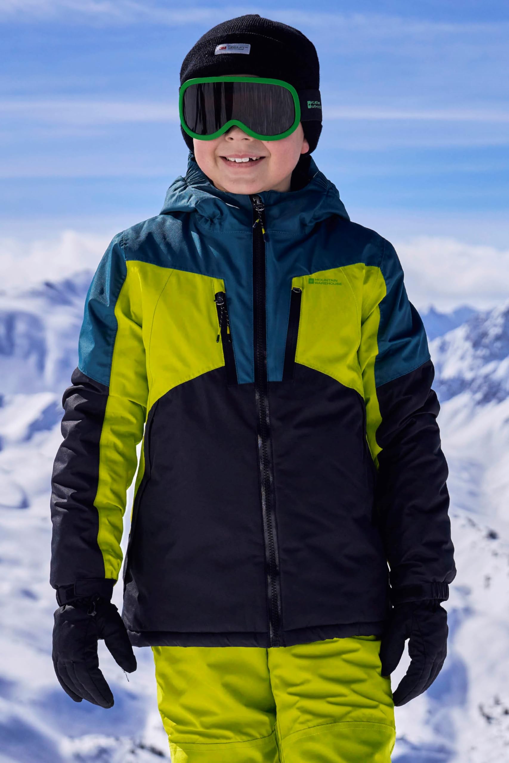 Mountain Warehouse Veste de Ski imperméable extrême Galactic pour Enfant - Manteau d'hiver Respirant Unisexe - Coutures thermocollées - Veste Amovible - pour Snowboard