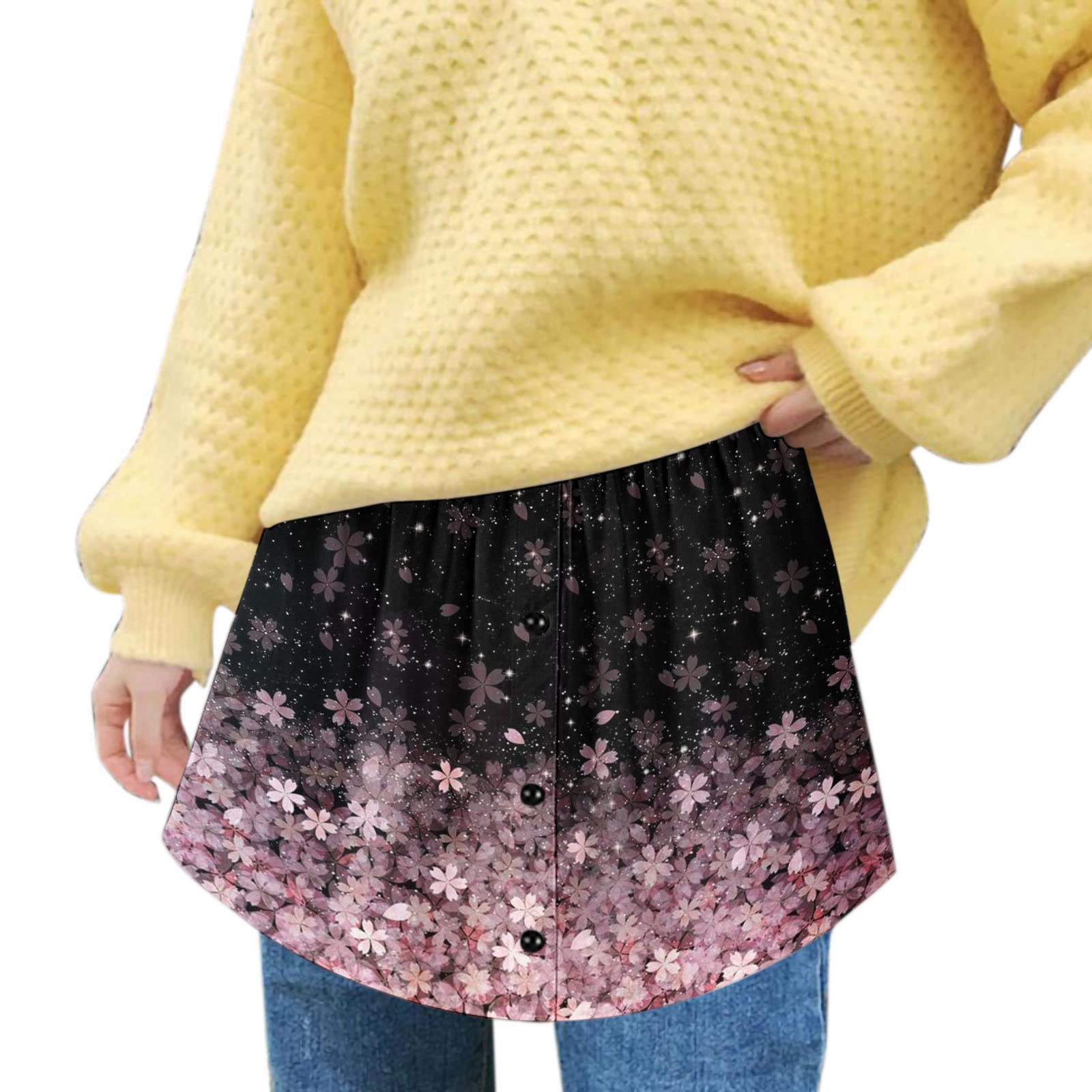 All-Under Mini Top Extension Dress Extensions Sweep Women's Shirt with Elastic Waist Band Fake Shirt Women's Skirts Elegant